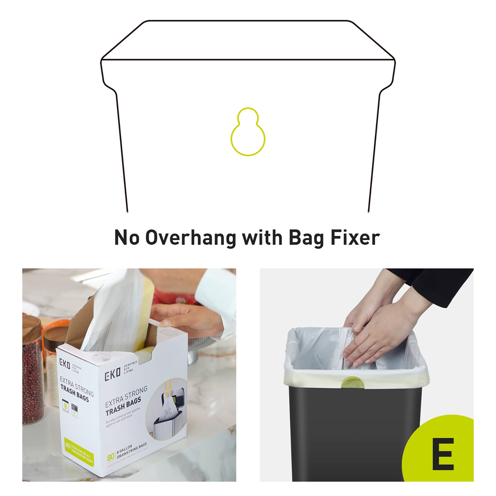 EKO Essential Step Recycling Can - Dual Compartment 30L+30L – No Overhang with Bag Fixer