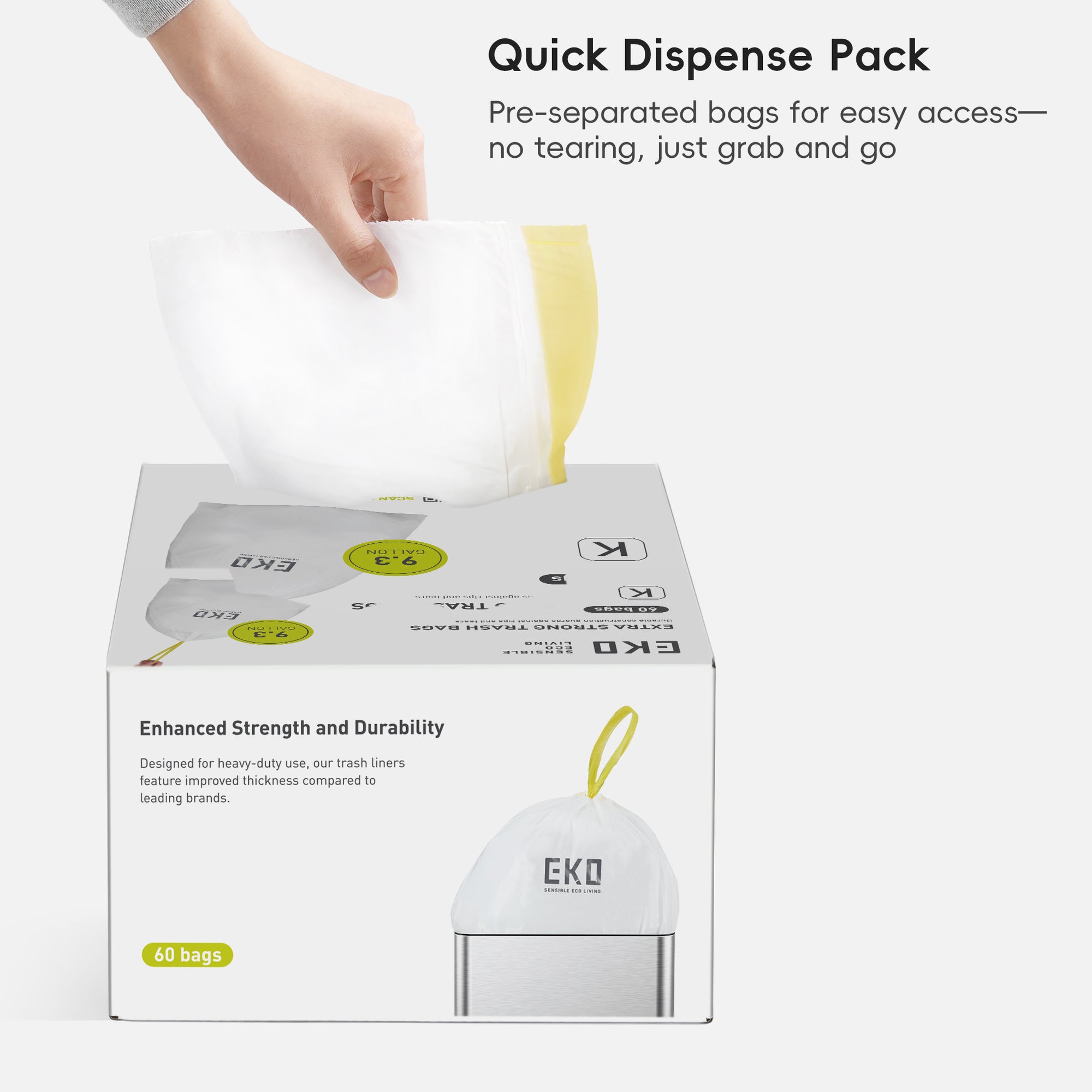 Code K -9.3 Gallon Easy-Dispense Roll Trash Bag - 240 Count