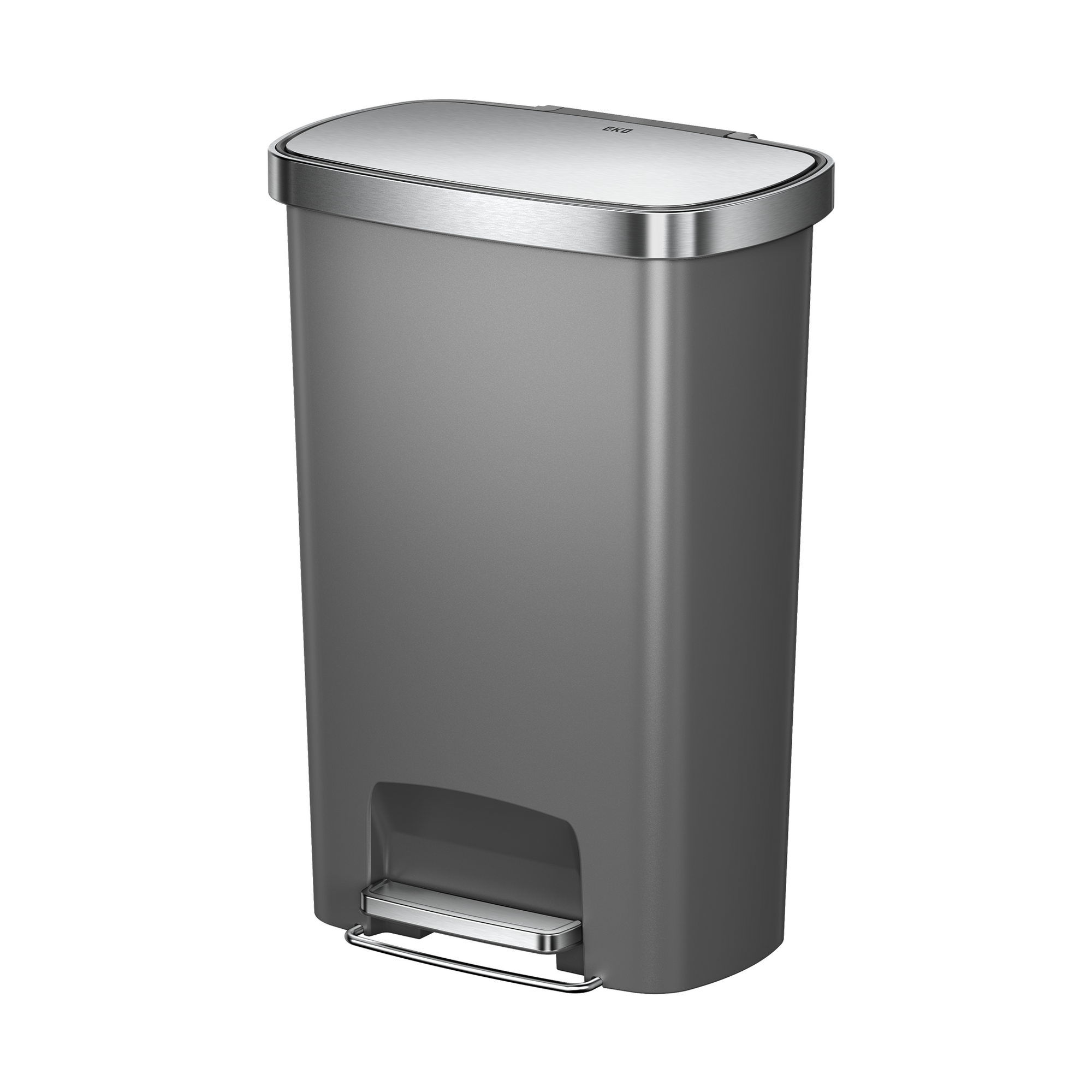 EKO Hana Select  50 Liter / 13 Gallon Plastic Resin Step Kitchen Trash Can (Grey).