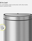 Mirage Semi-Round 47 Liter / 12.4 Gallon Motion Sensor Trash Can - Matte Stainless Steel