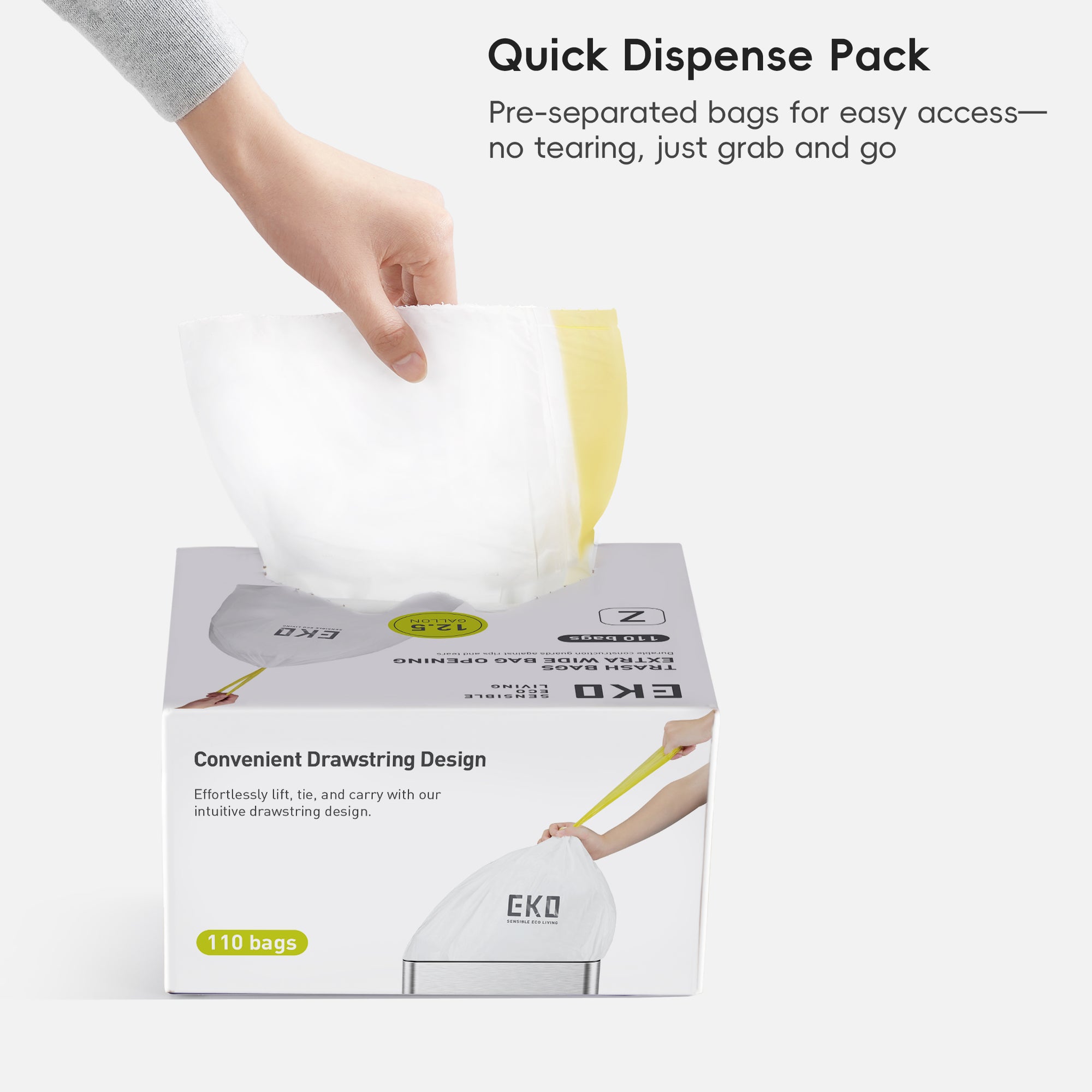 Code Z - 12.5 Gallon  Easy-Dispense Roll Trash Bag - 440 Count