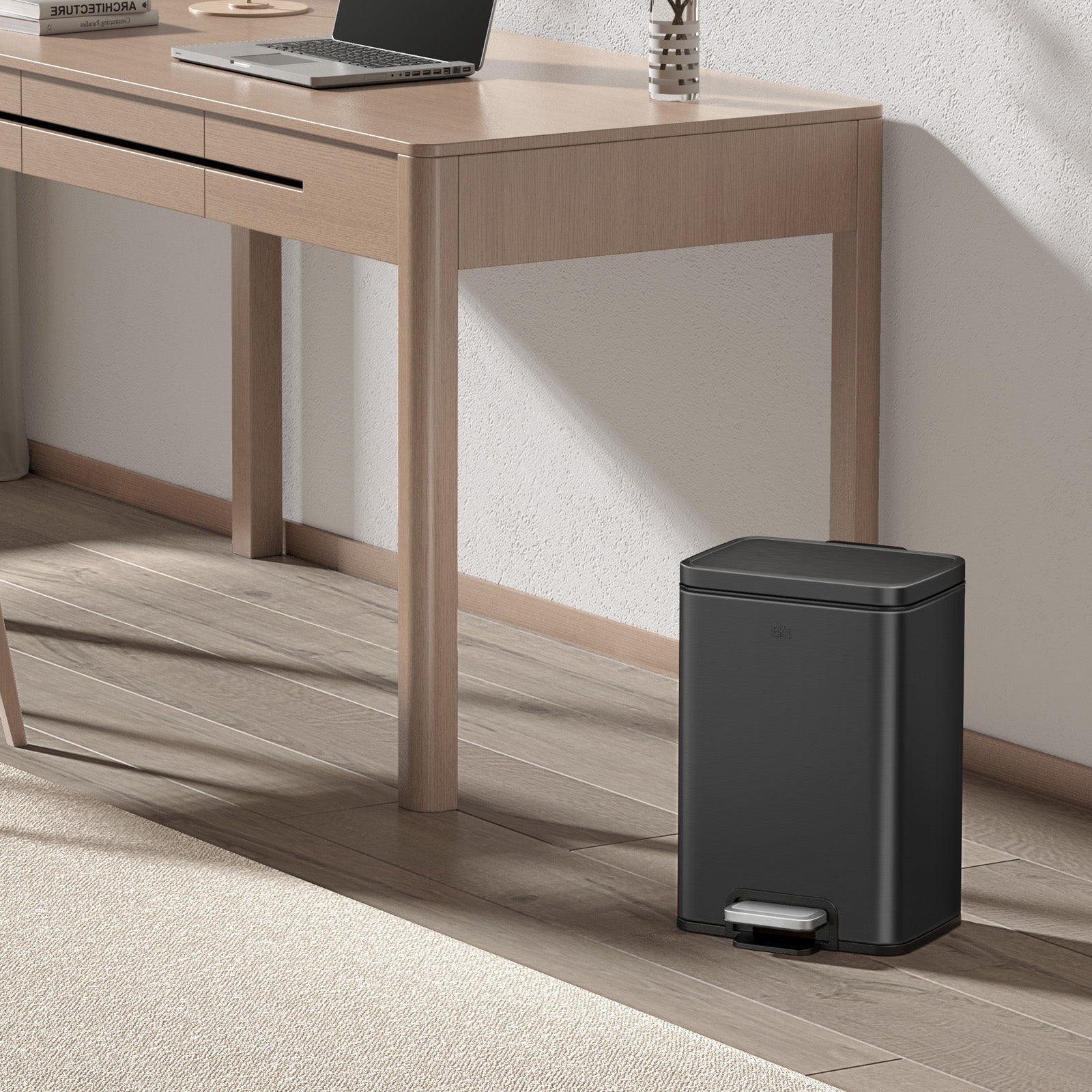 EKO Madison Step Trash Can With Liner - 12L / 3.2 Gal - Matte Black – Home Office