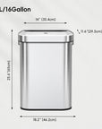 EKO Urban Slim Open Top Can Commercial Grade - 60L / 16 Gal – Dimensions