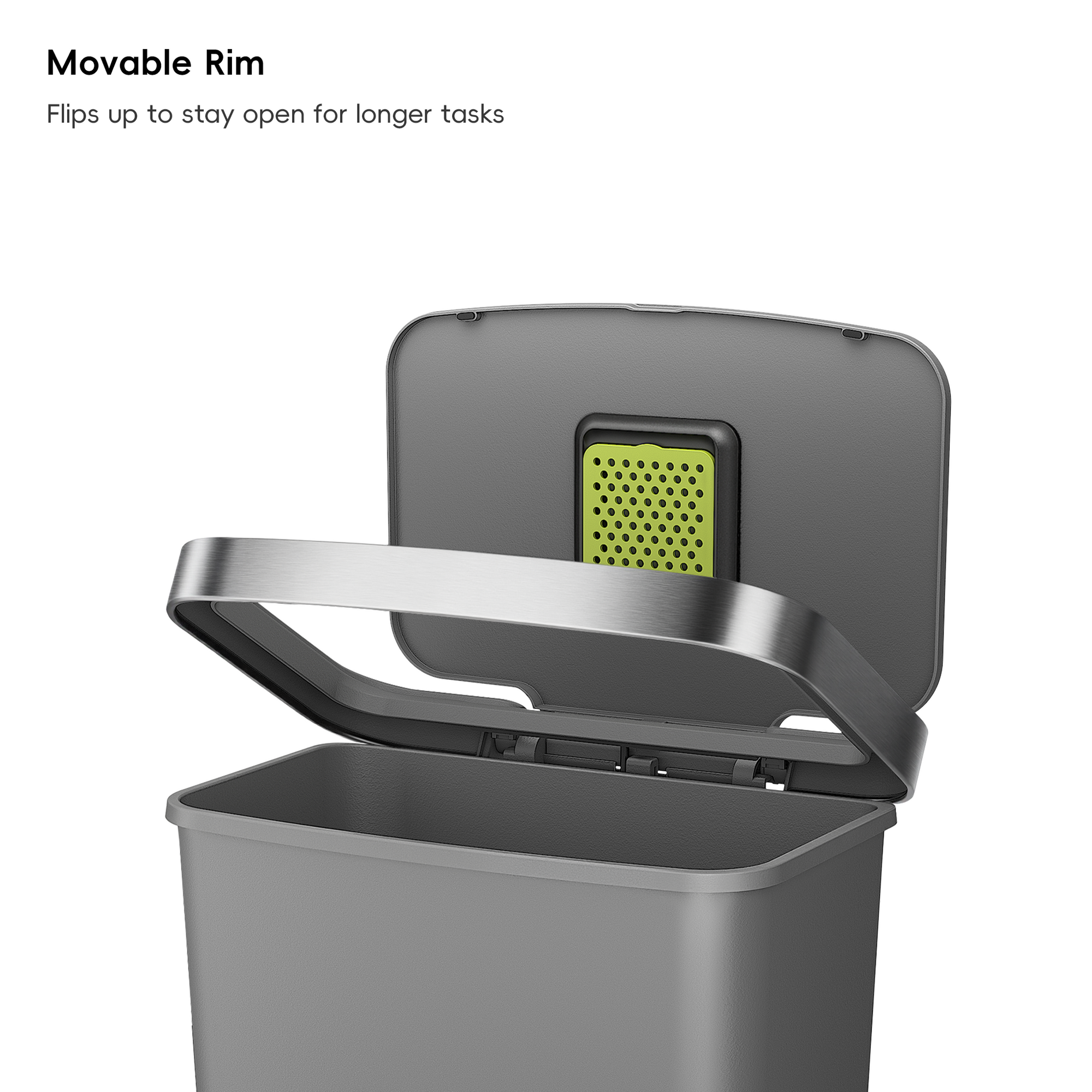 EKO HANA 45L/ 11.9 Gallon Plastic Resin Step Kitchen Trash Can-Gray – Movable Rim