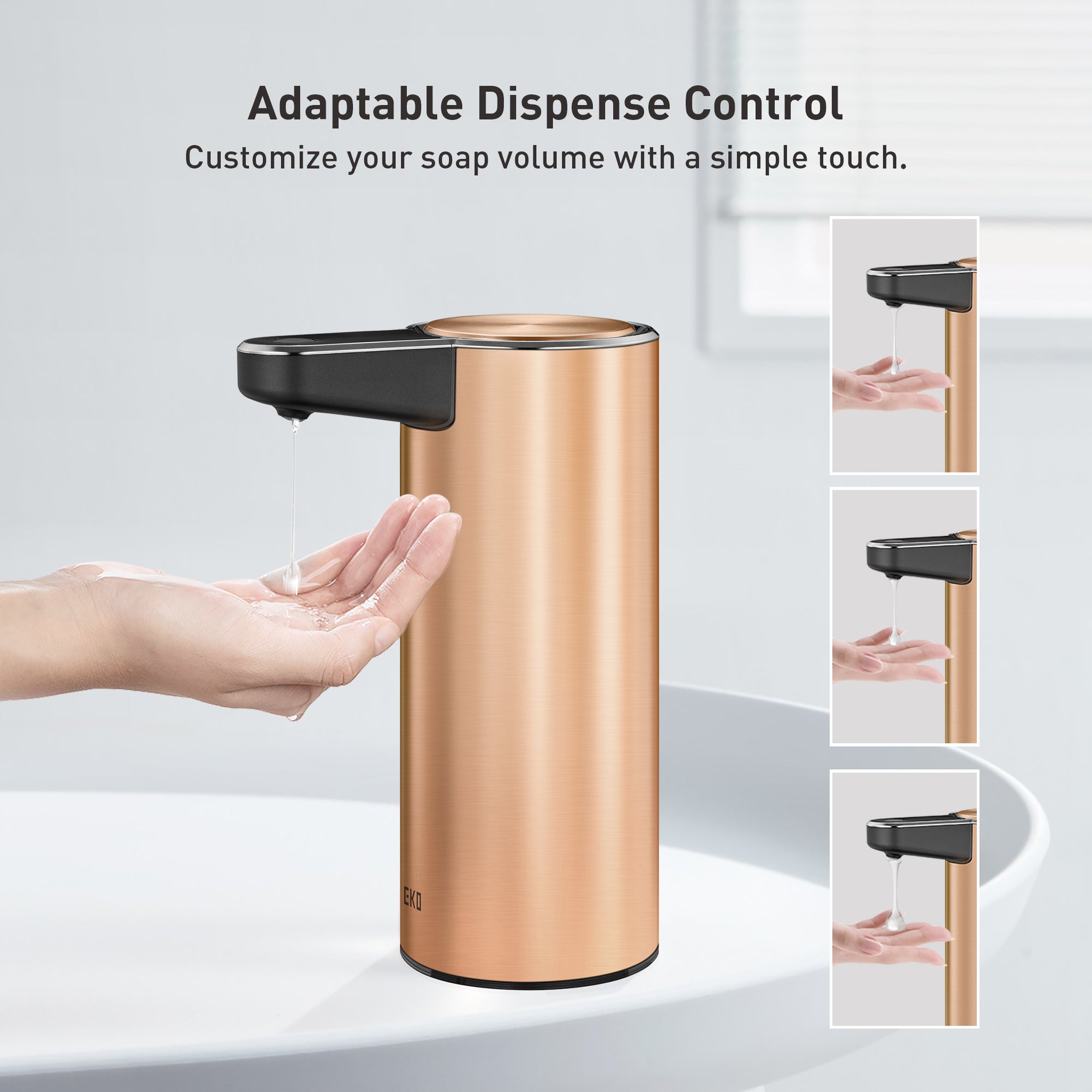 EKO Deluxe Aroma Smart Liquid Soap Dispenser - Rose Gold – Adaptable Dispense Control