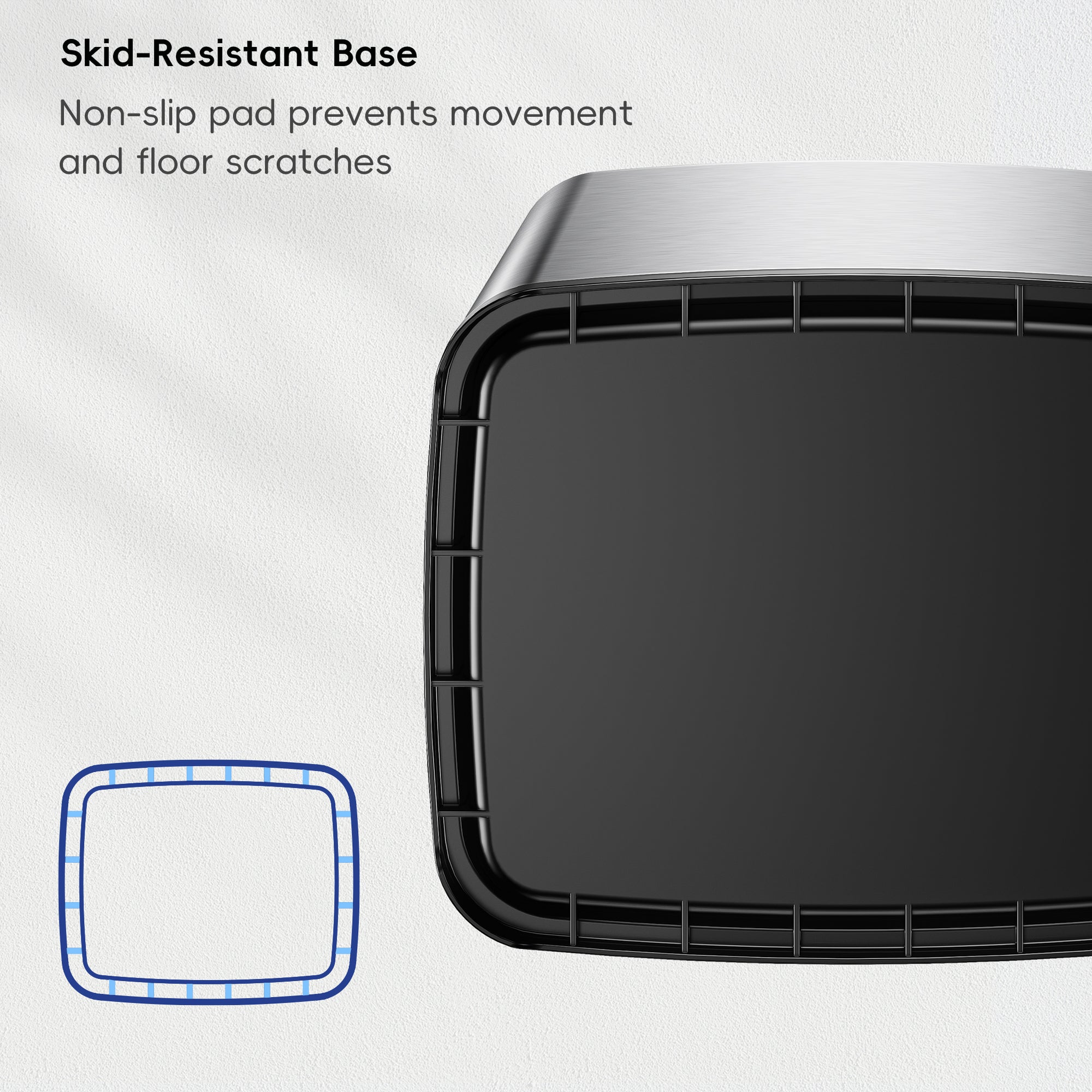 EKO Laguna 2.6 Gallon/10L Open Top Trash Can with Removable Inner Basket - Matte Stainless Steel – Skid-Resistant Base