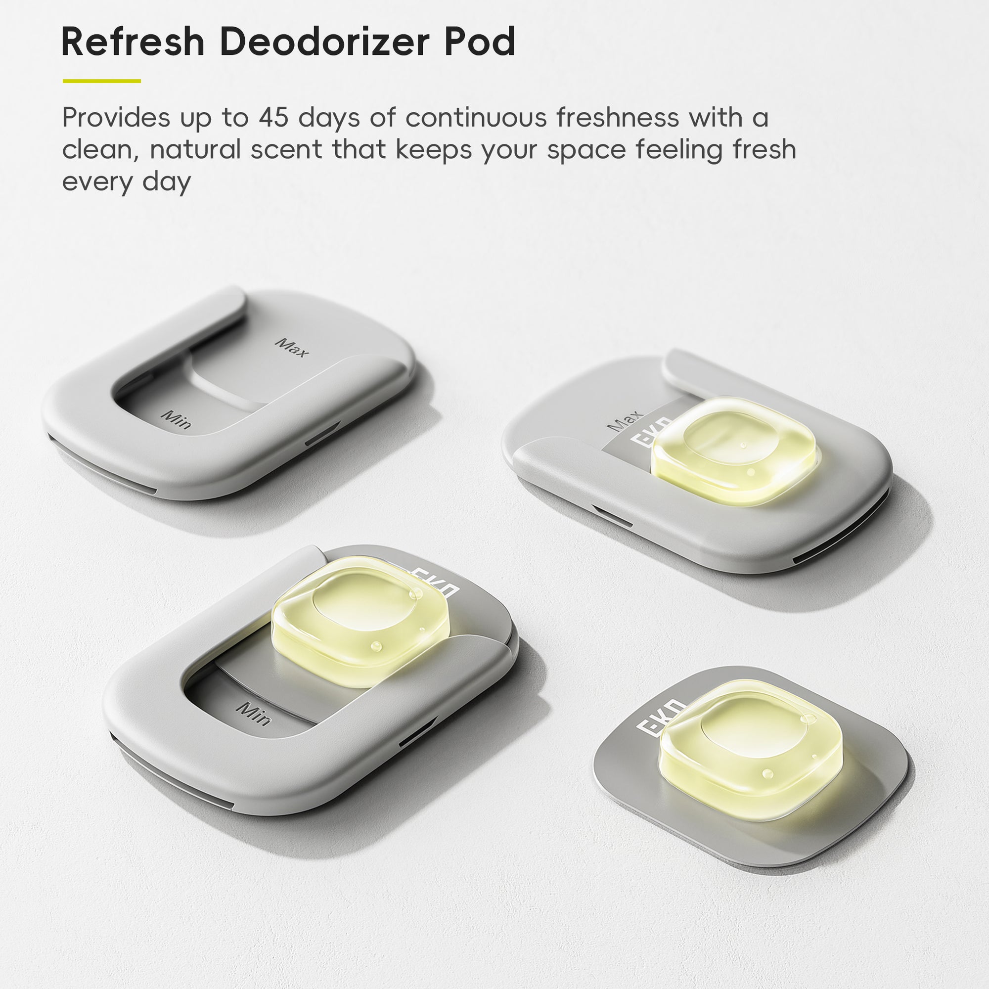 EKO Deodorizer Pod Kit with Refillable Holder, Plant-Based Odor Eliminator for Trash Can – Refresh Deodorizer Pod