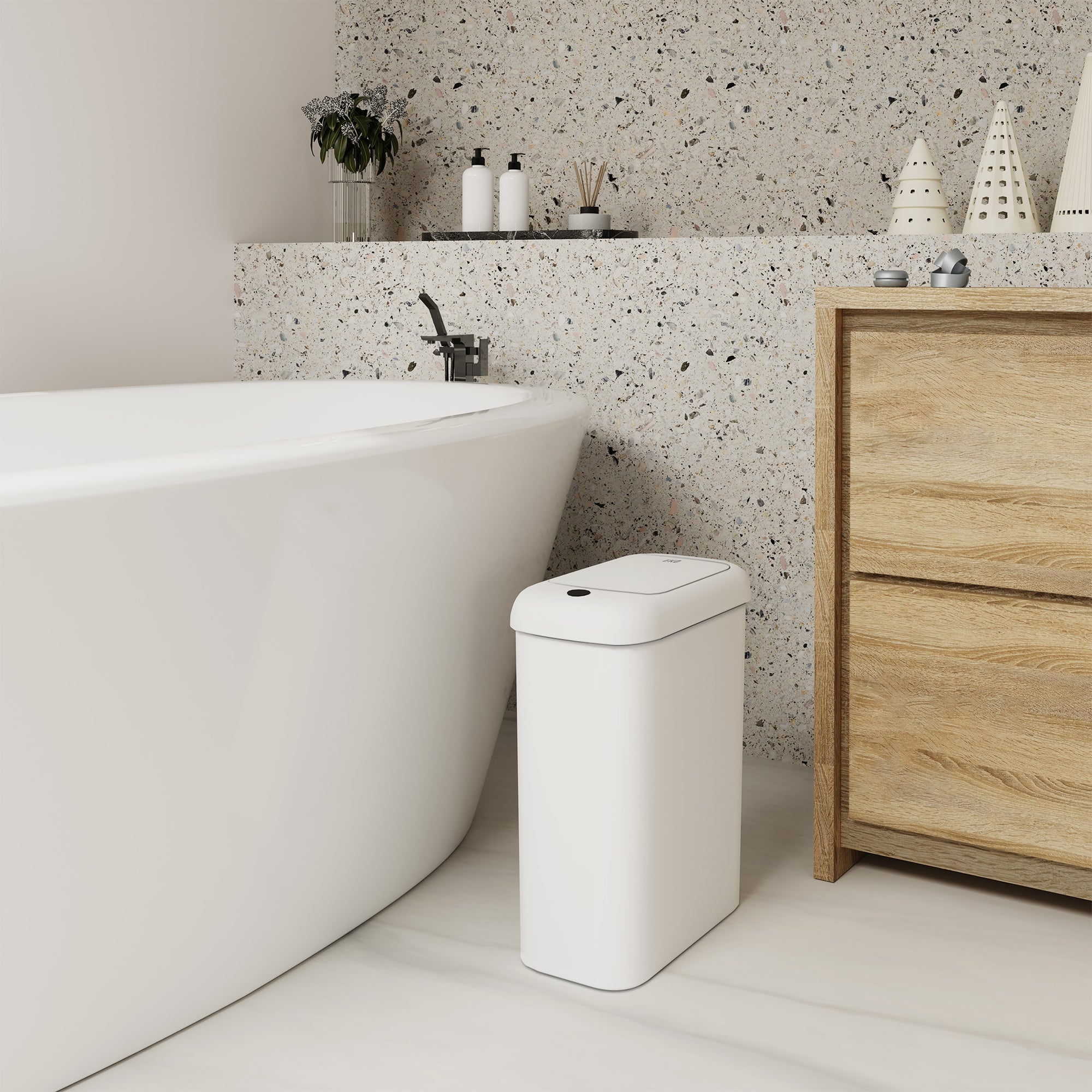 EKO Morandi Slim Bathroom Trash Can - 10L /2.6 Gallon - White – Bathroom