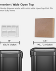 Urban Slim Open Top Can Commercial Grade - 60L / 16 Gal-Matte Black