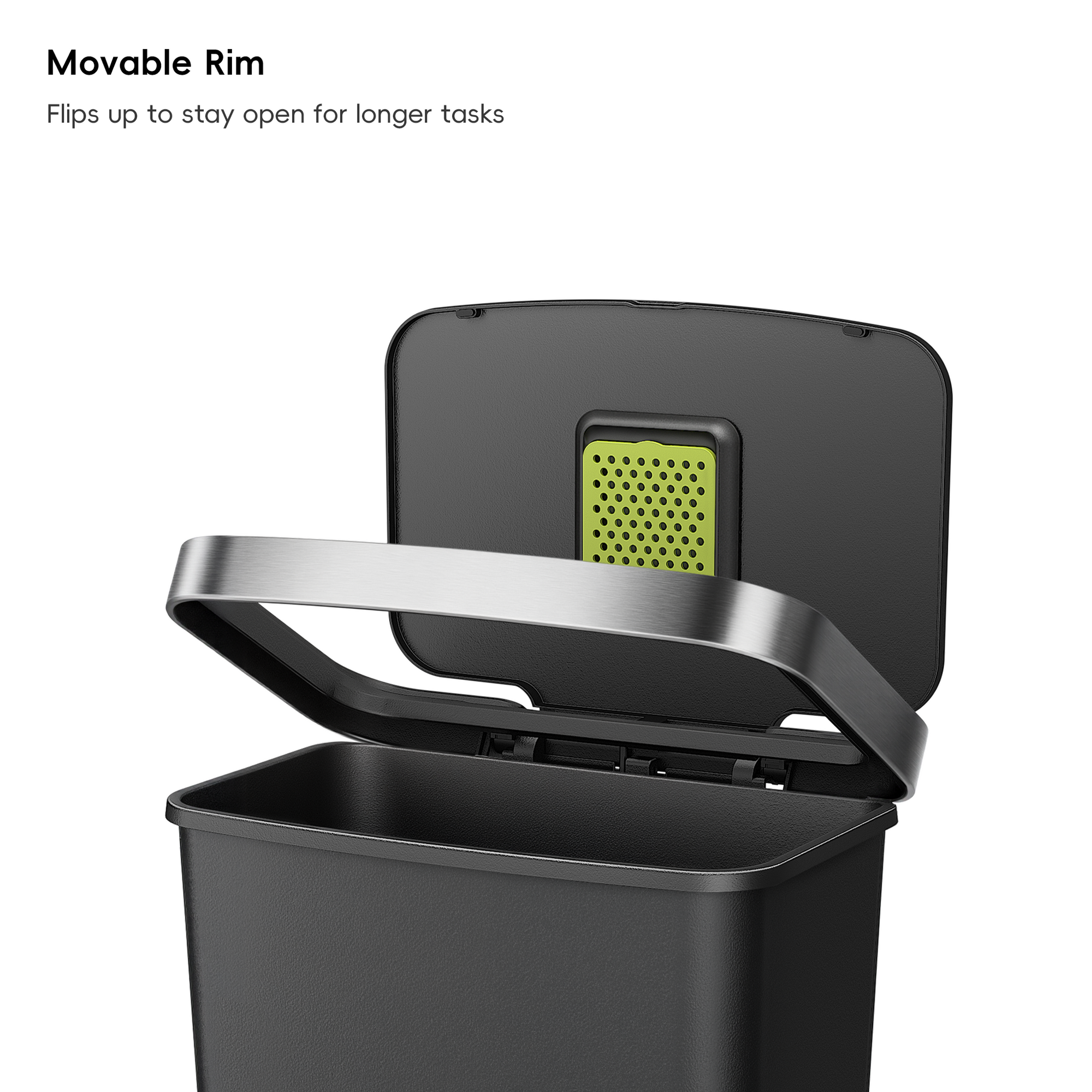 EKO HANA 45L/ 11.9 Gallon Plastic Resin Step Kitchen Trash Can-Black – Movable Rim