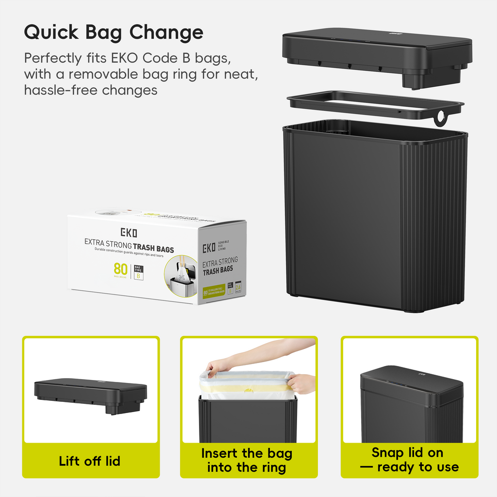 Brio Compact Design Motion Sensor Trash Can 10 L / 2.6 Gal