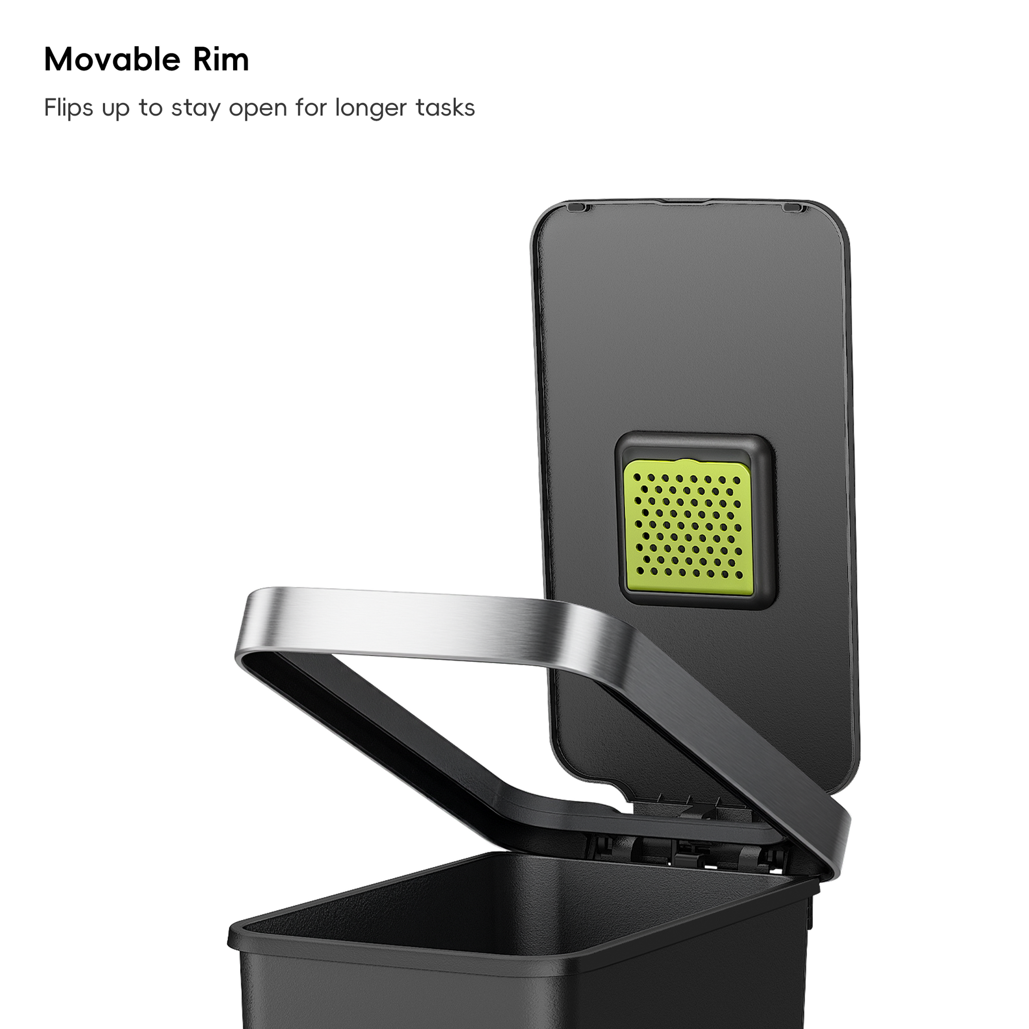 EKO HANA Slim 40L/ 10.5 Gallon Plastic Resin Step Kitchen Trash Can-Black – Movable Rim