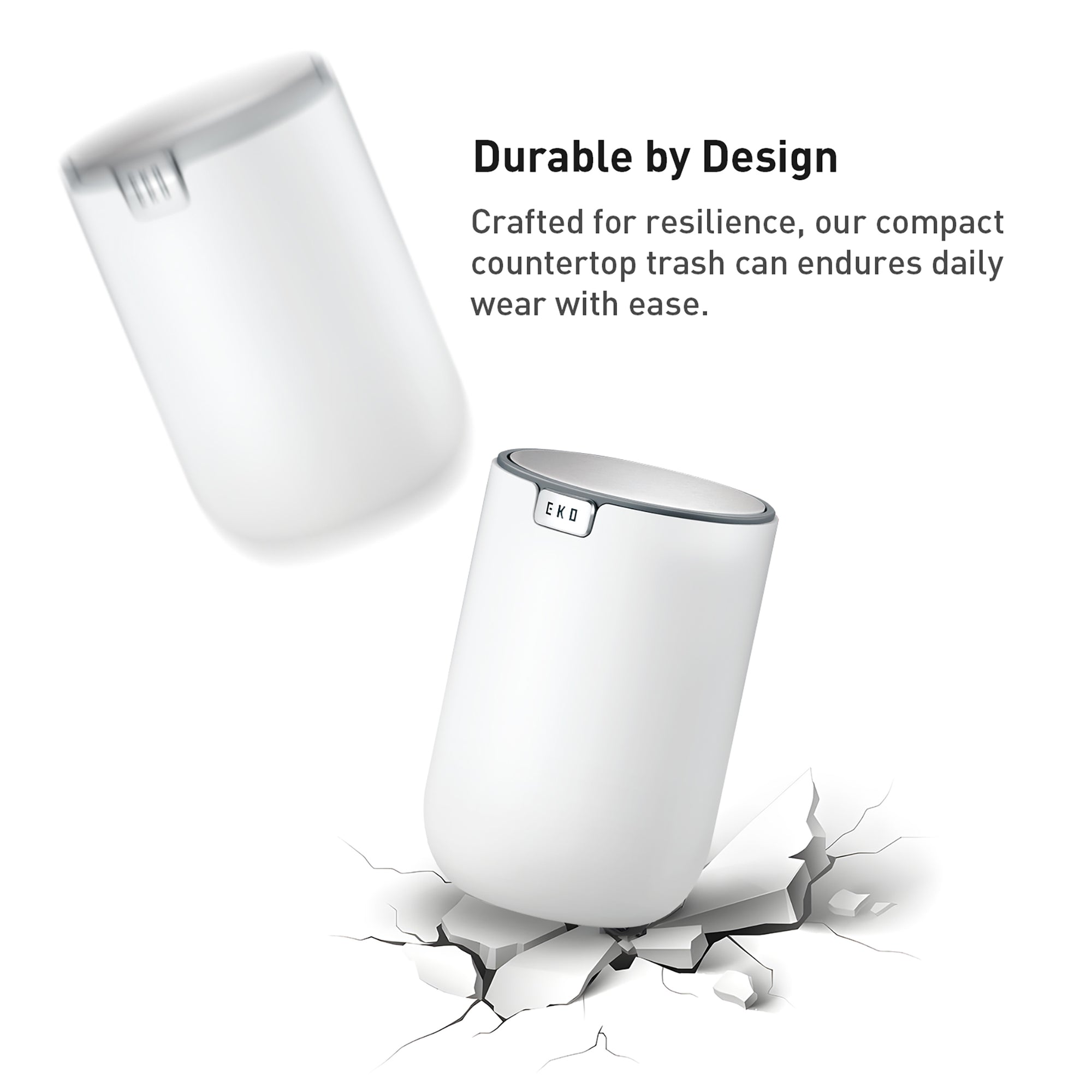 EKO Fandy Table Bin with Swing-Top Lid - White 1.5L / 0.4 Gal – Durable by Design