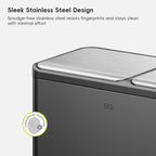 EcoCasa Dual Compartment Step Recycling Trash Can, 30+20 L / 8+5.3 Gal, Stainless Steel