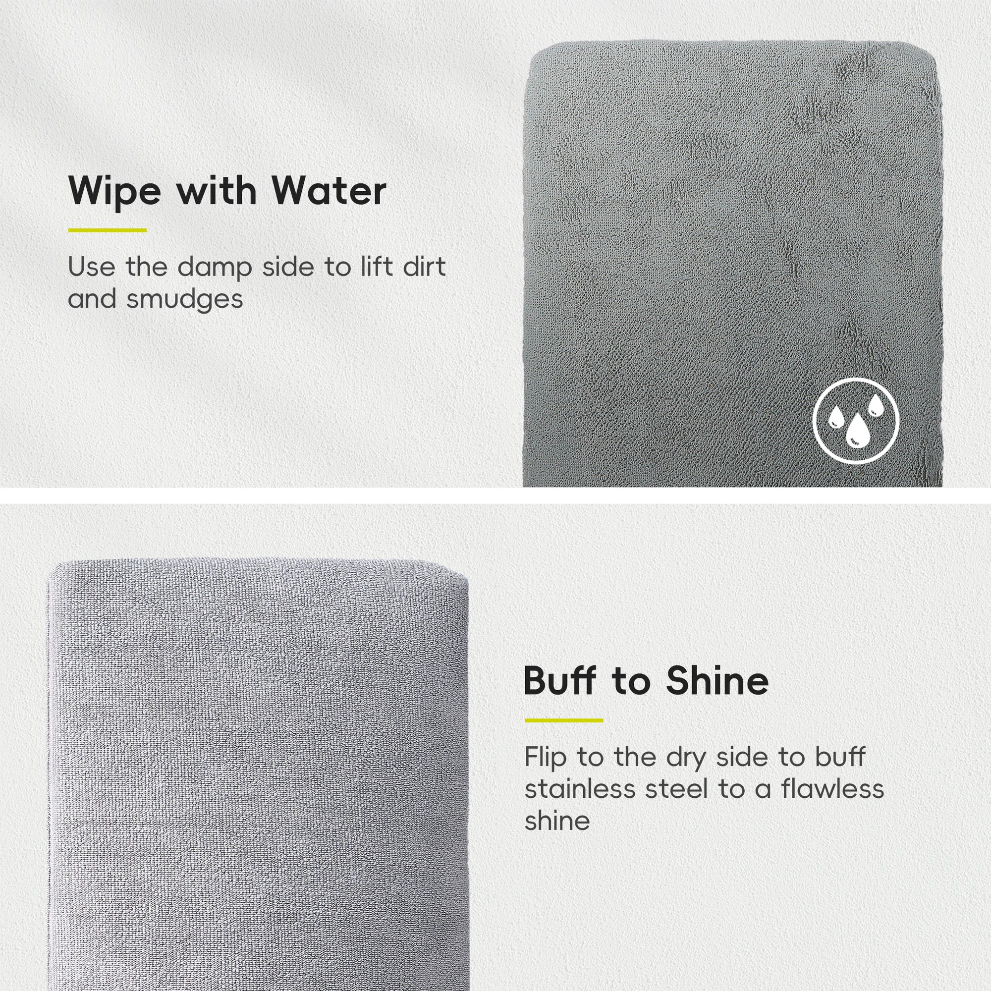 EKO Microfiber Cleaning Mitt for Stainless Steel – Wipe with Water – Buff to Shine