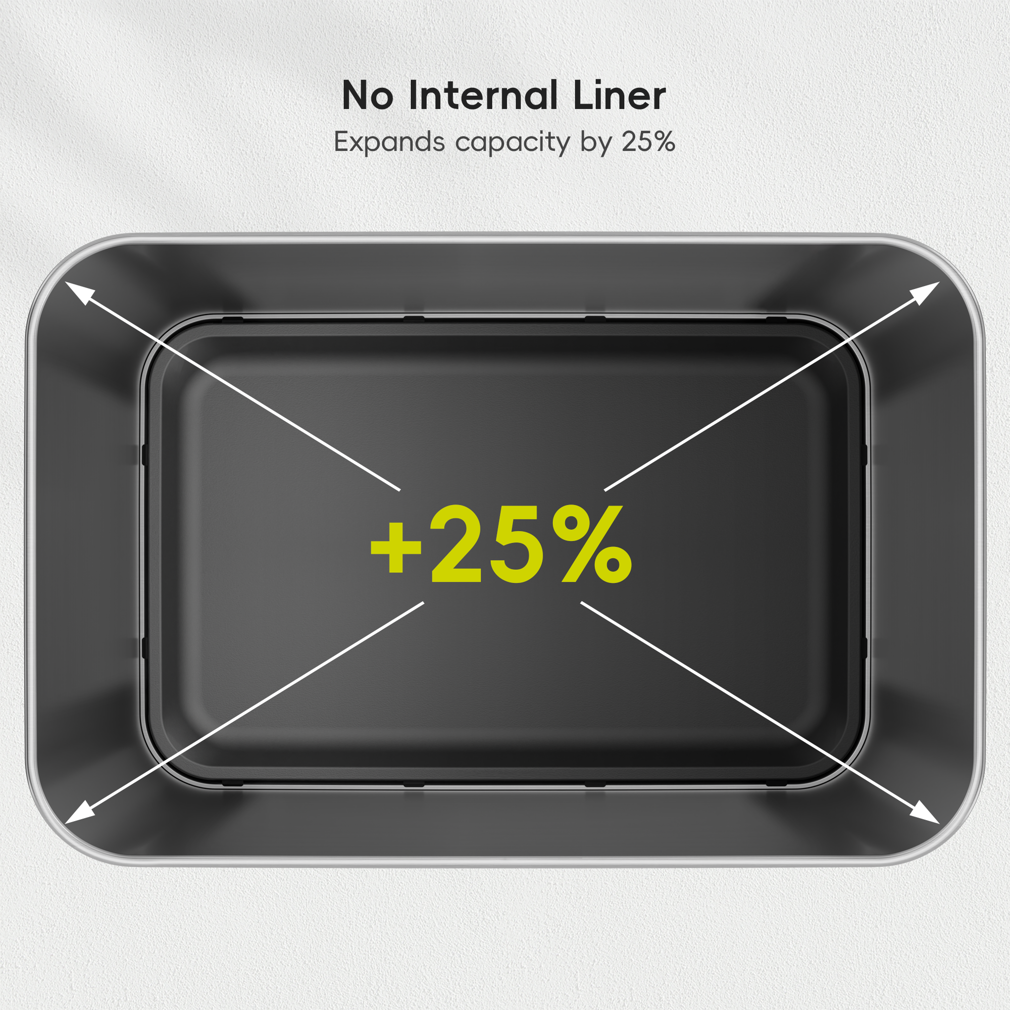 EKO Nova 21 Gallon/80 Liter Black Stainless Steel Rectangular Touchless Motion Sensor Trash Can – No Internal Liner - Expands capacity by 25%