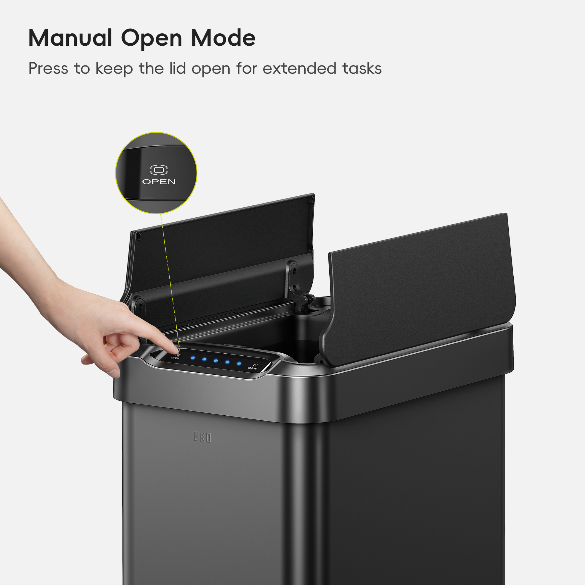 Phantom-T 50L / 13.2 Gal Sensor Can with Dual Wing Lid-Matte Black