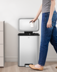 Maxwell Dual Compartment 20L+25L  Step Trash Can-Stainless Steel