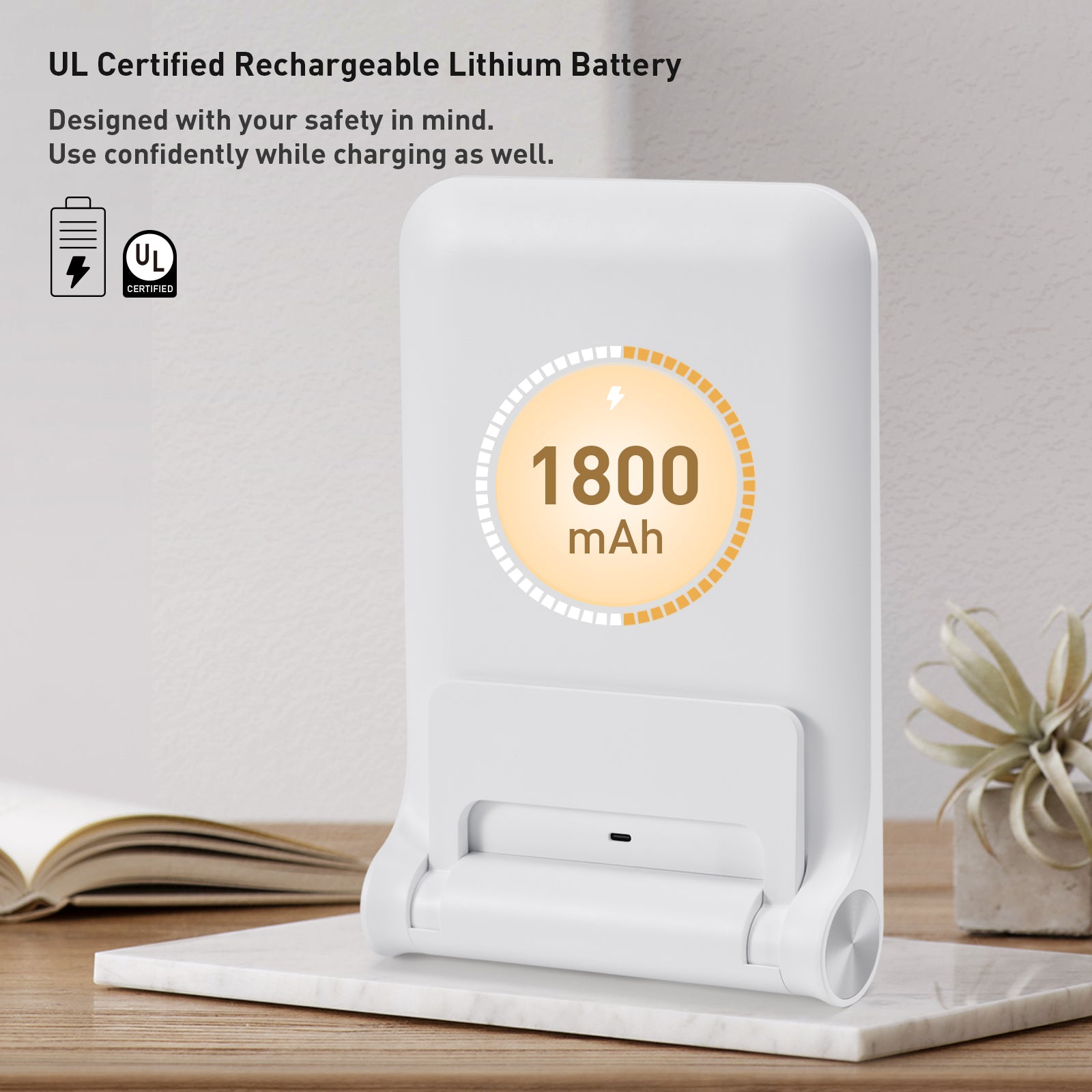 EKO iMira  1X Foldable 10.6" LED Mirror - White – UL Certified Rechargeable Lithium Battery