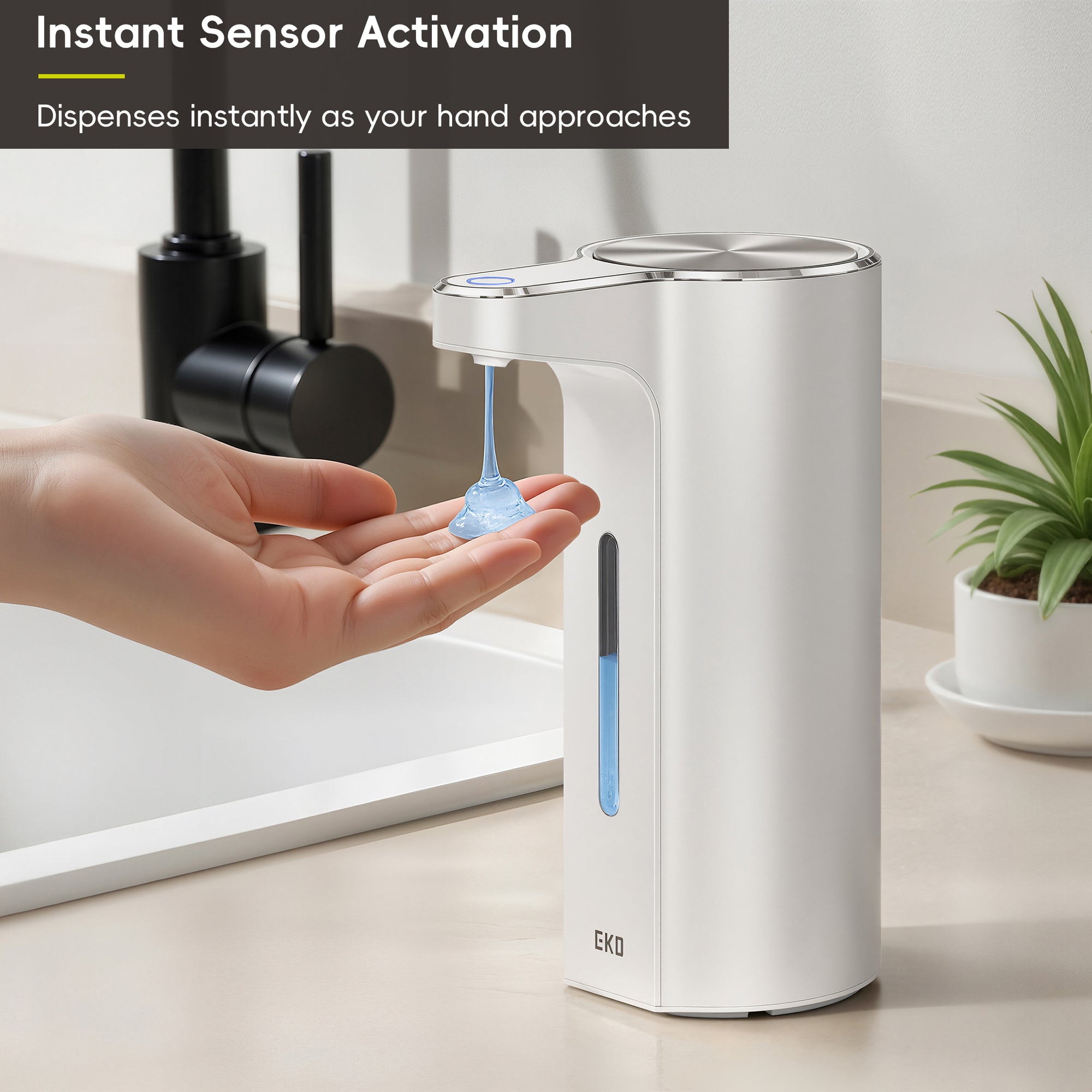EKO Aroma Pro 13.5 fl oz Touchless Automatic Liquid Soap Dispenser-Matte White – Instant Sensor Activation