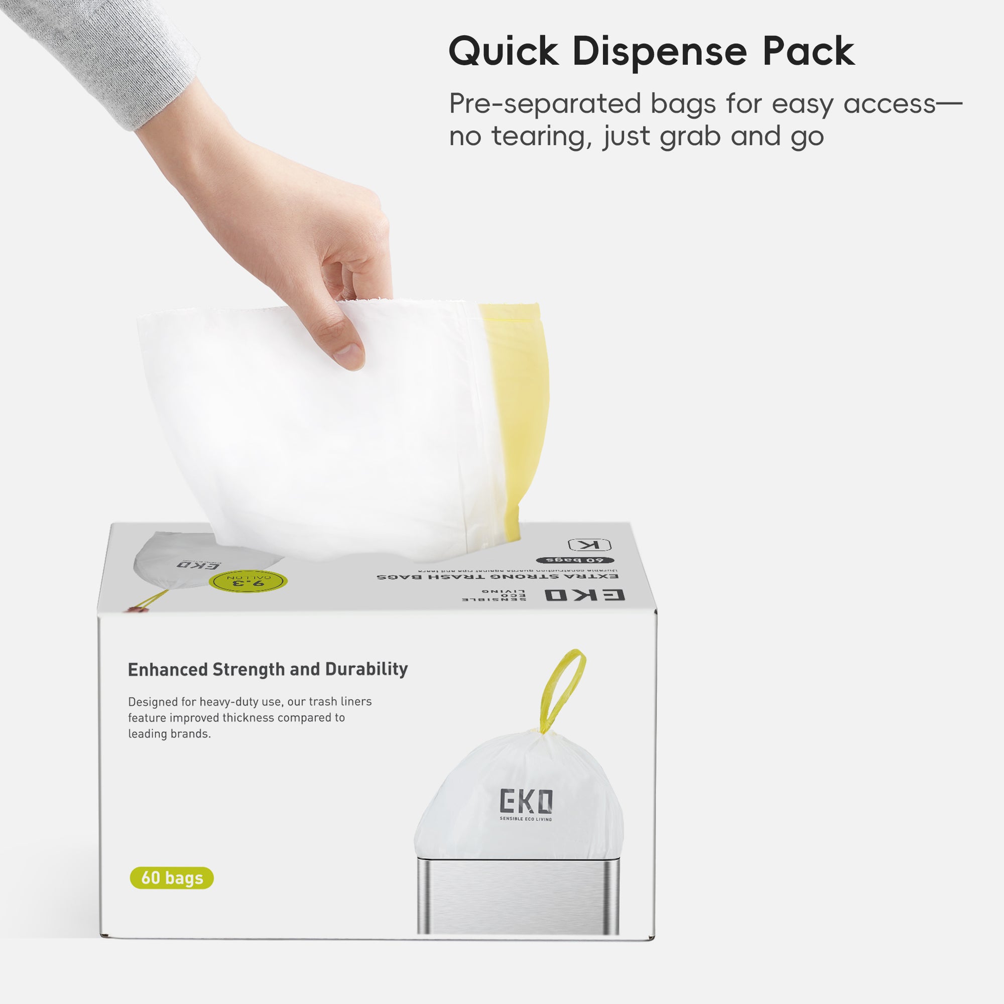 Code K -9.3 Gallon Easy-Dispense Roll Trash Bag -440 Count