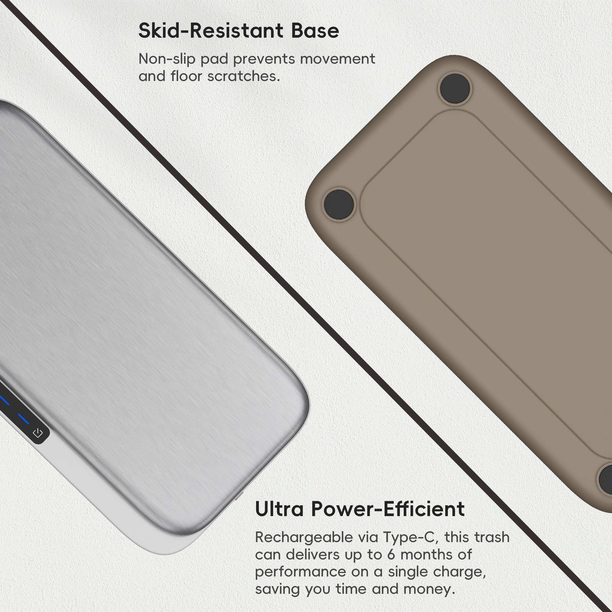 EKO Bono Sensor Bathroom Trash Can with Lid - 8L/2.1 Gallon - White – Skid-Resistant Base - Ultra Power-Efficient