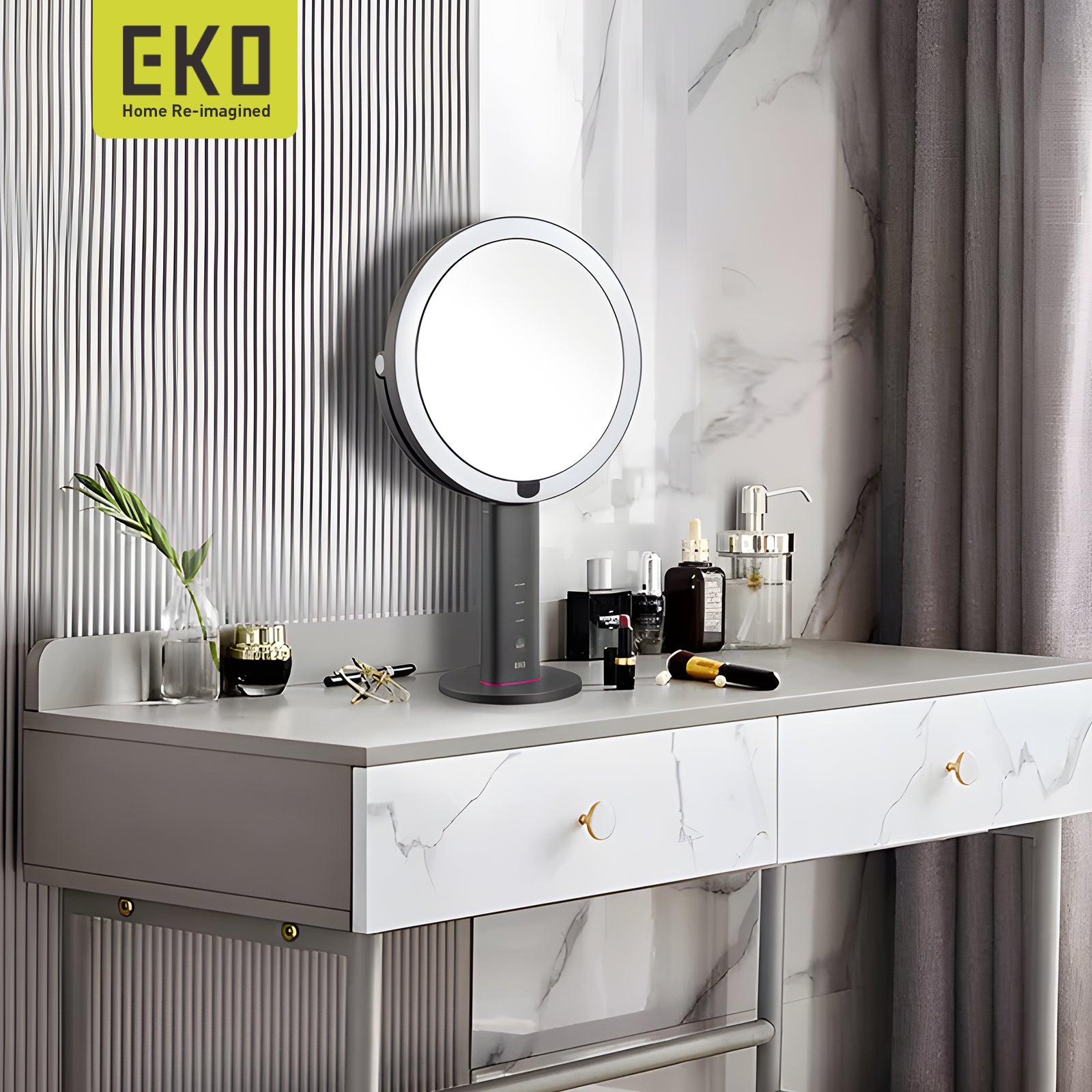 EKO iMira Pro 8"  1X/5X Double Sided Sensor Mirror - Dark Gray – Vanity Table