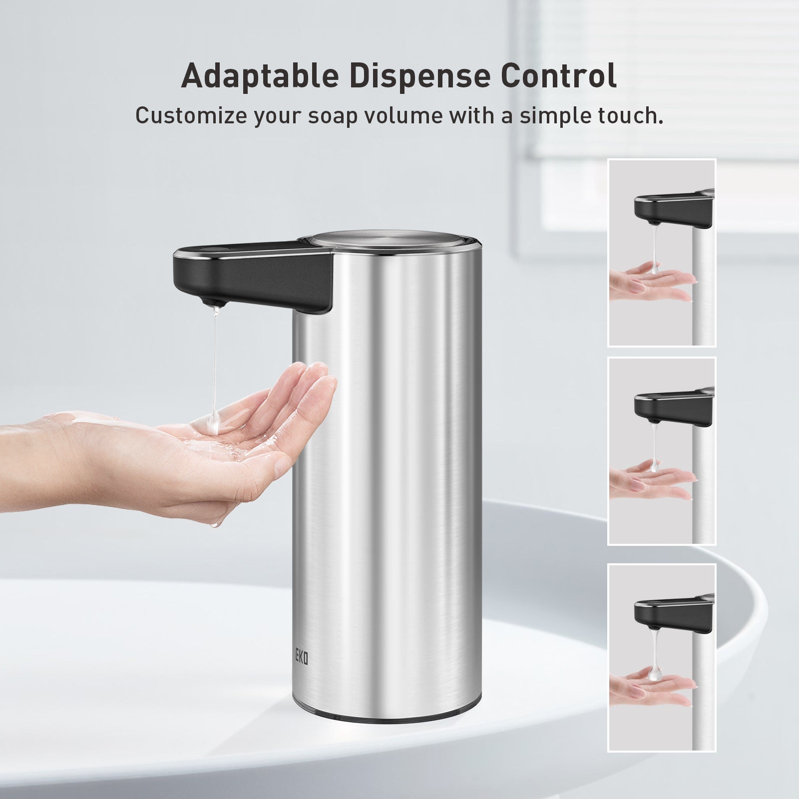 EKO Deluxe Aroma Smart Liquid Soap Dispenser - Stainless Steel – Adaptable Dispense Control