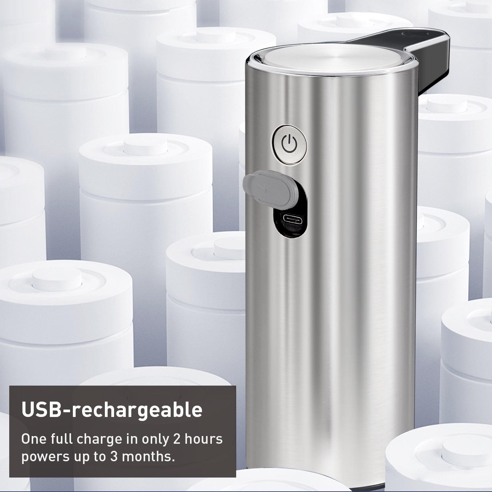 EKO Aroma Smart Foaming Soap Dispenser - Stainless Steel – USB-Rechargeable