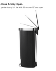 EKO HANA Semi-Round 55L/ 14.5 Gallon Plastic Resin Step Kitchen Trash Can-Black – Built-ln Deodorizer
Compartment – Soft-Close & Stay-Open