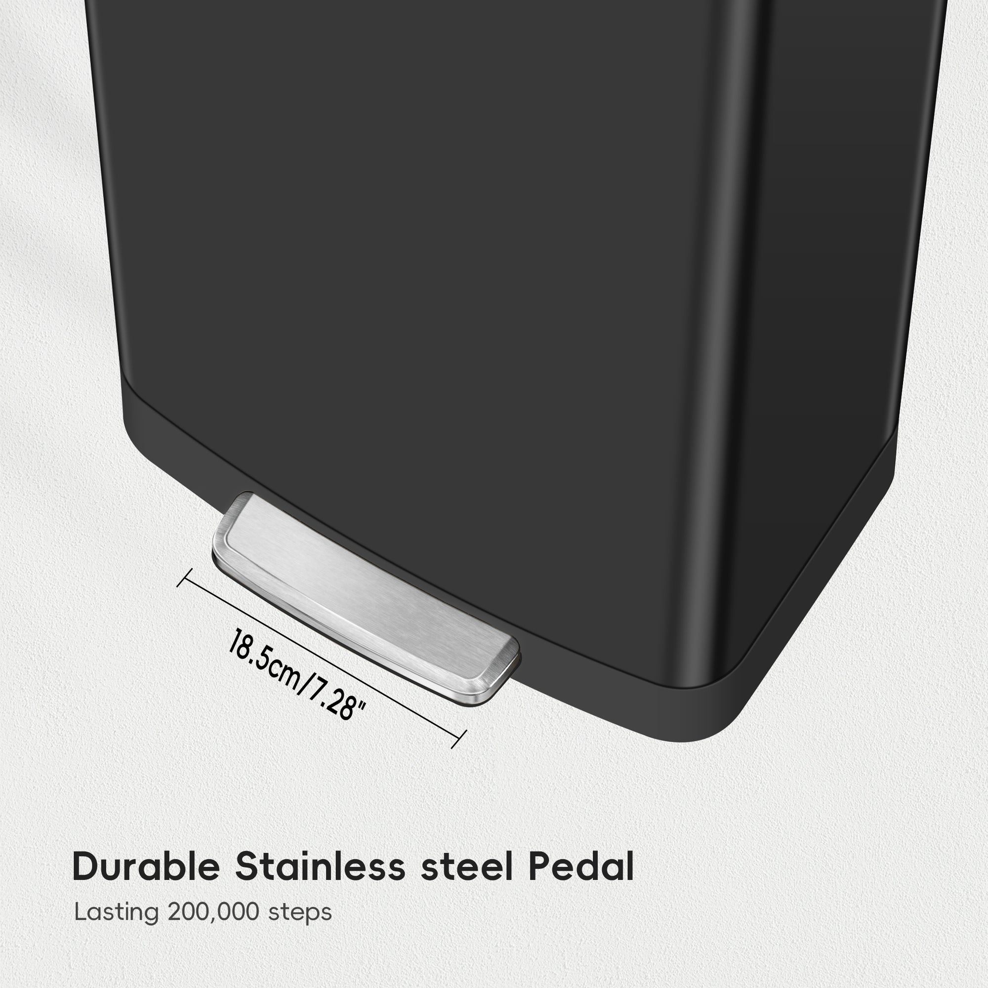 EKO Hudson  75Liter / 19.8 Gallon Step Trash Can with Bag Compartment - Matte Black – Durable Stainless steel Pedal