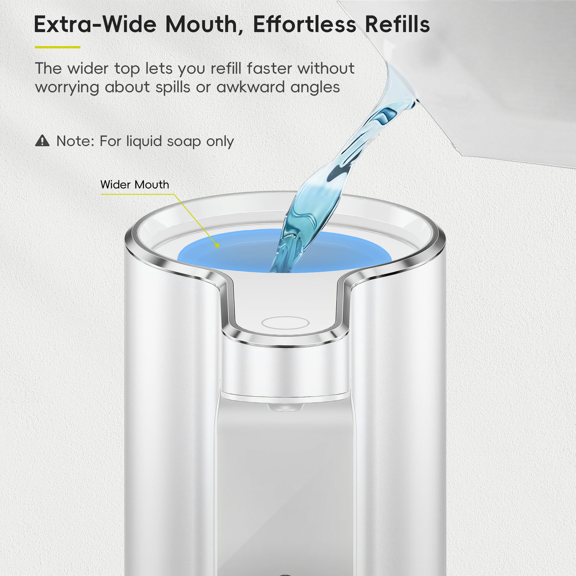 EKO Aroma Pro 13.5 fl oz Touchless Automatic Liquid Soap Dispenser-Matte White – Extra-Wide Mouth, Effortless Refills