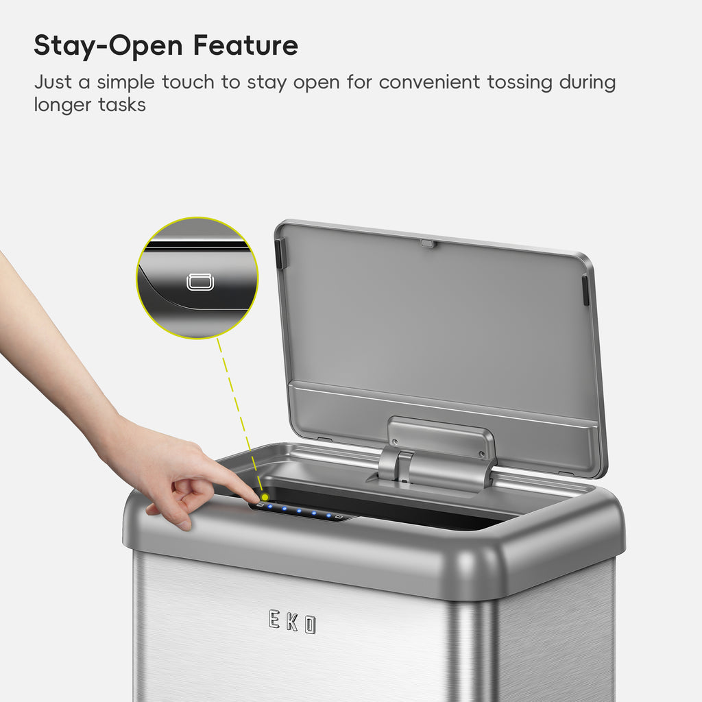 Vintage Dual Compartment Motion Sensor Trash Can Stainless Steel
