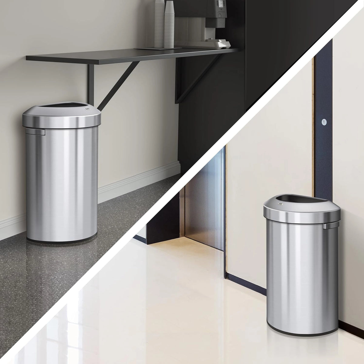 Urban Semi-Round Commercial Open Top Waste Bin