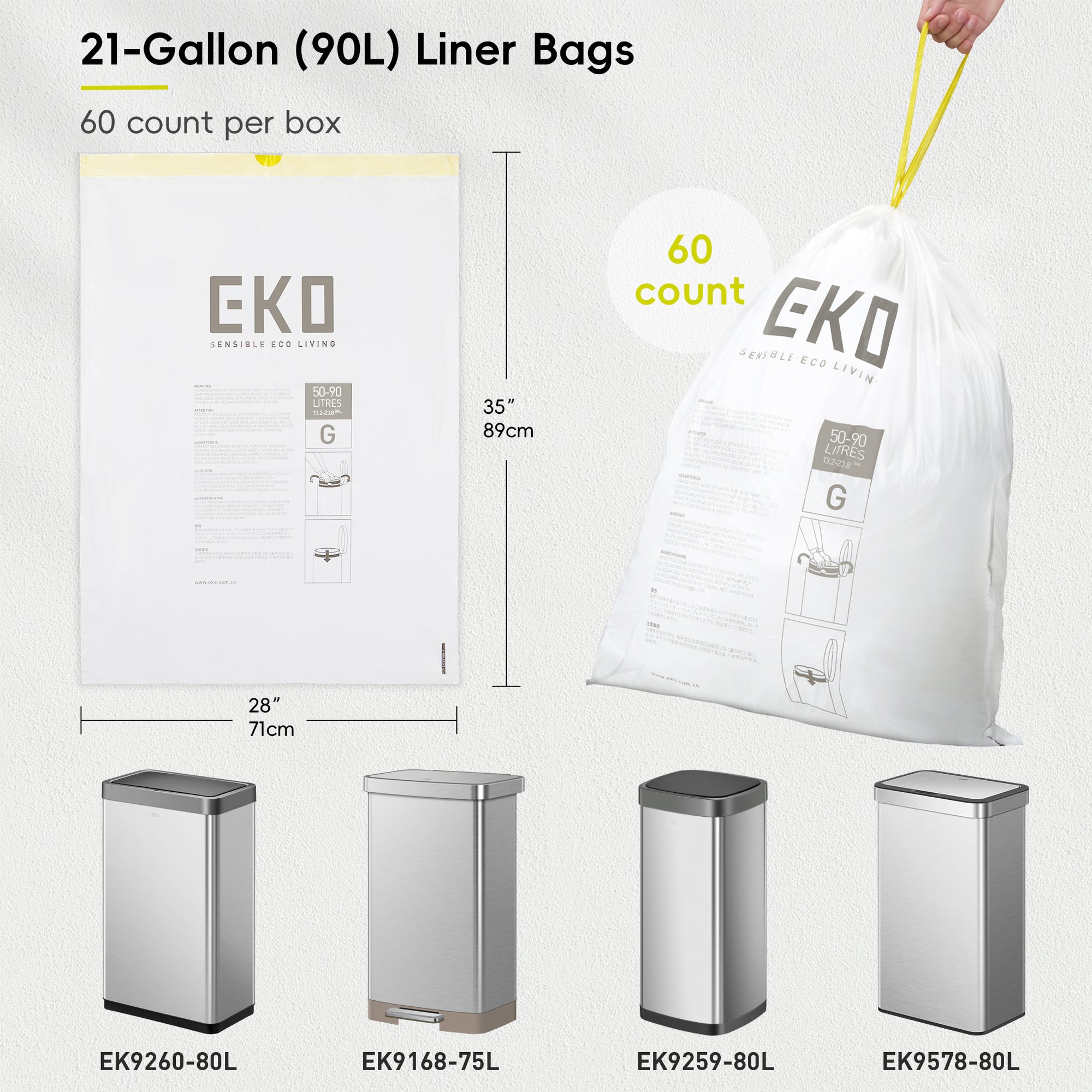 Code G -21 Gallon Easy-Dispense Roll Trash Bag - 60 Count-Lavender Scent