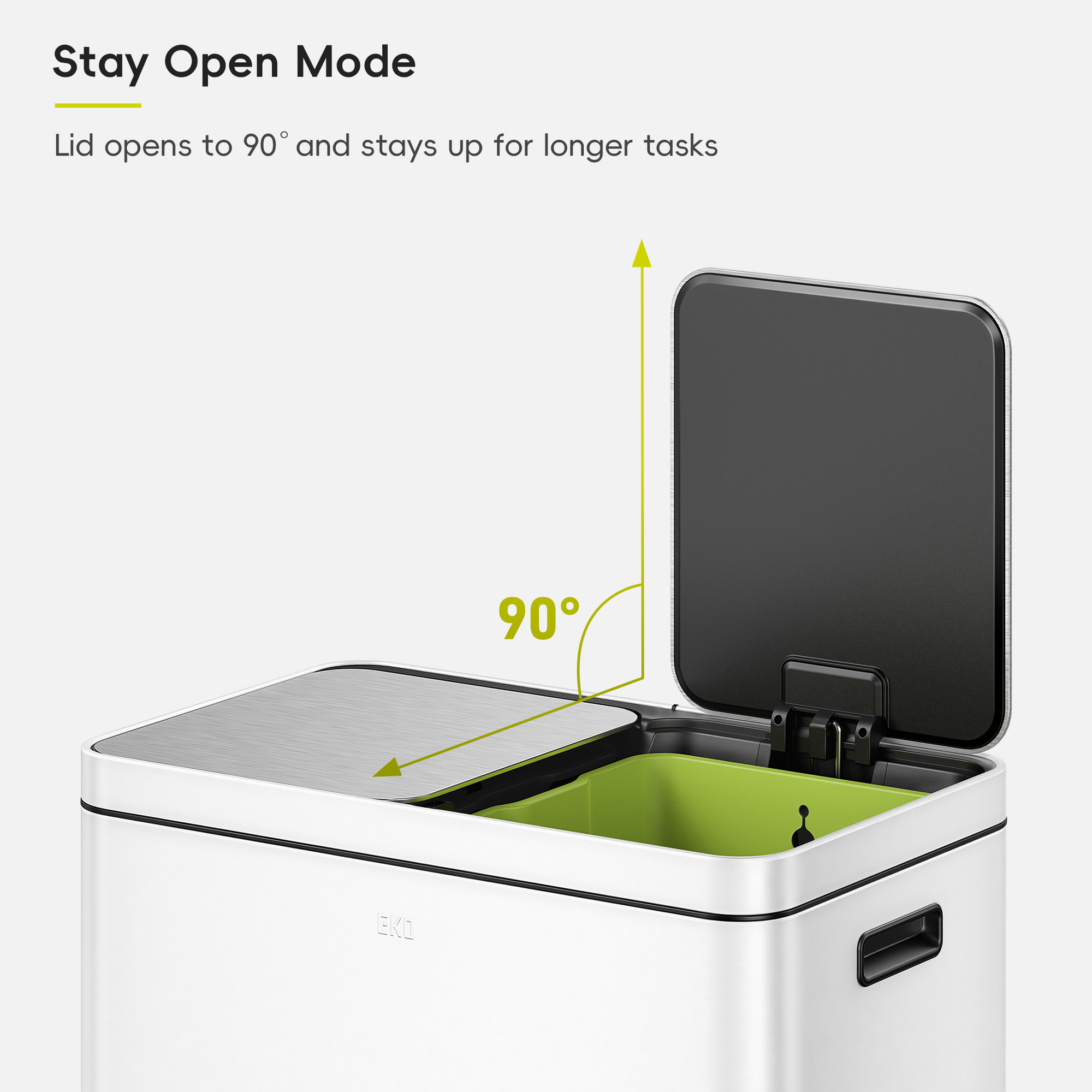 Edison 8+8 Gal Kitchen Trash Can with Dual Removable Liners-Matter White