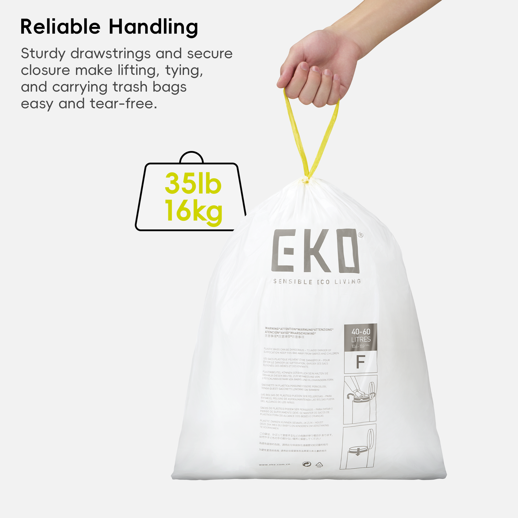 Code F - 13 Gallon  Easy-Dispense Roll Trash Bag - 240 Count