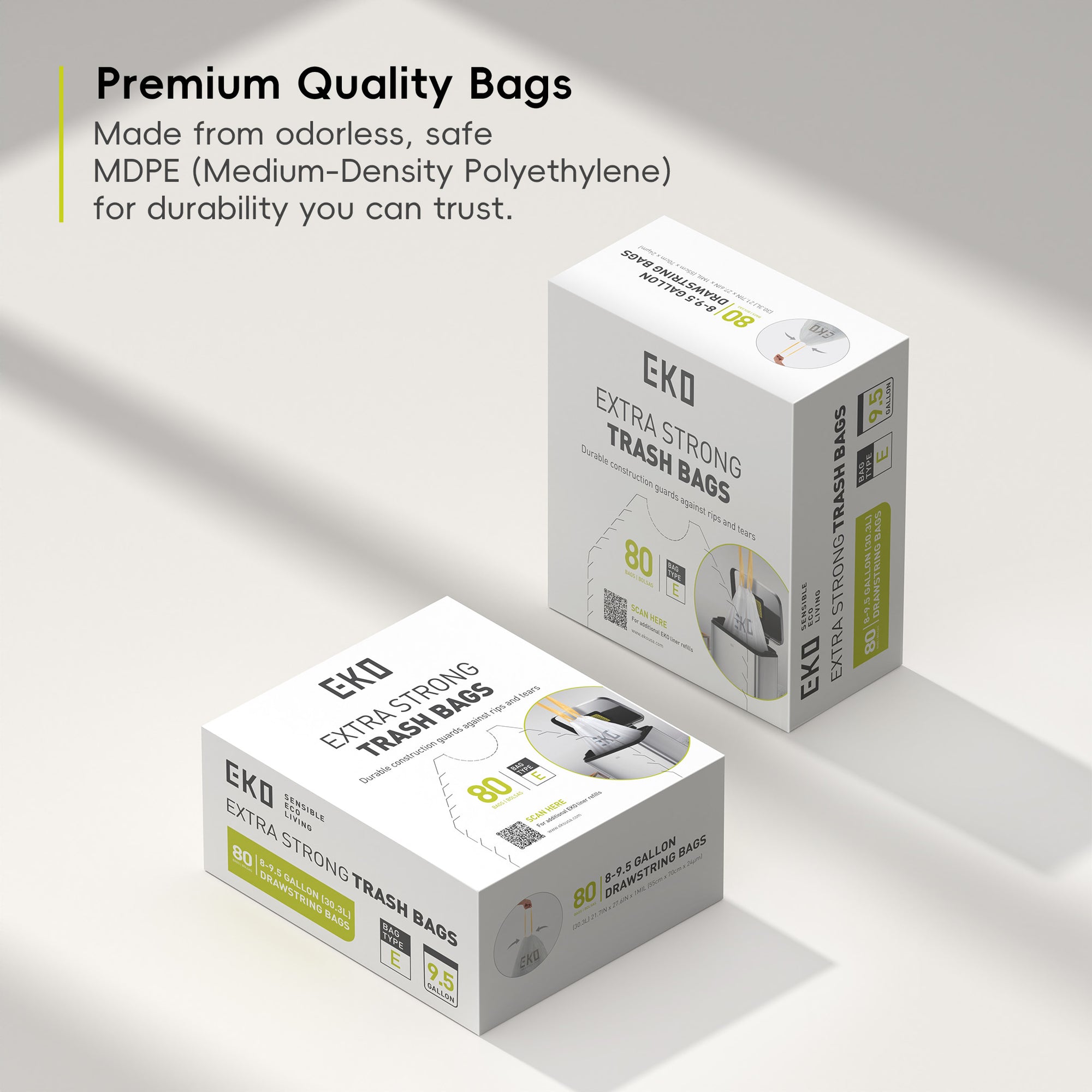 EKO Code E - 8 Gallon Easy-Dispense Roll Trash Bag - 80 Count (30.3-36L) – Premium Quality Bags