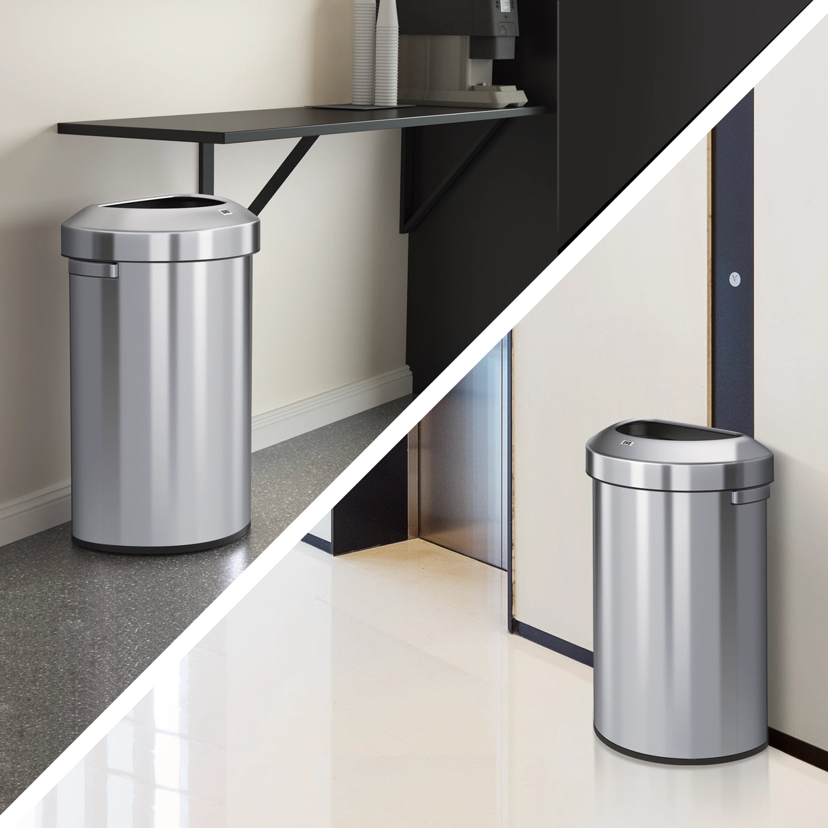 Urban Semi-Round Commercial Open Top Waste Bin