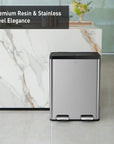 EKO Essential Step Recycling Can - Dual Compartment 30L+30L – Premium Resin & Stainless Steel Elegance