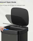 EKO EcoSmart 80L / 21.1 Gallon Motion Sensor Trash Can – Tall, Large Touchless Automatic Kitchen Garbage Bin-Matte Black – Manual Open Mode