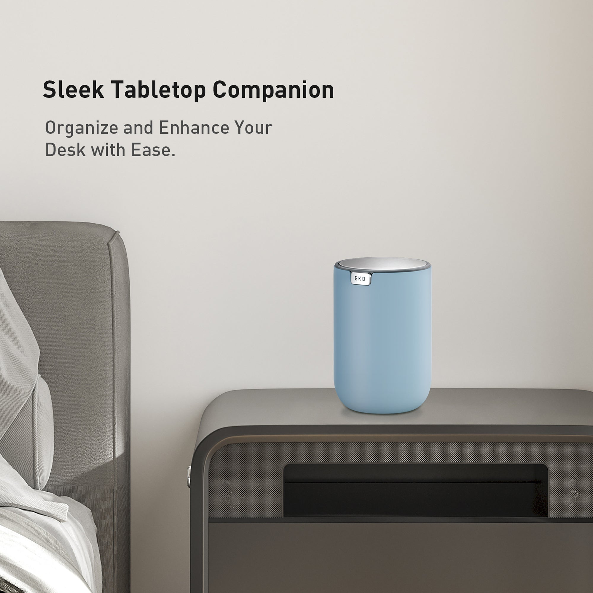 EKO Fandy Table Bin with Swing-Top Lid - Blue 1.5L / 0.4 Gal – Sleek Tabletop Companion