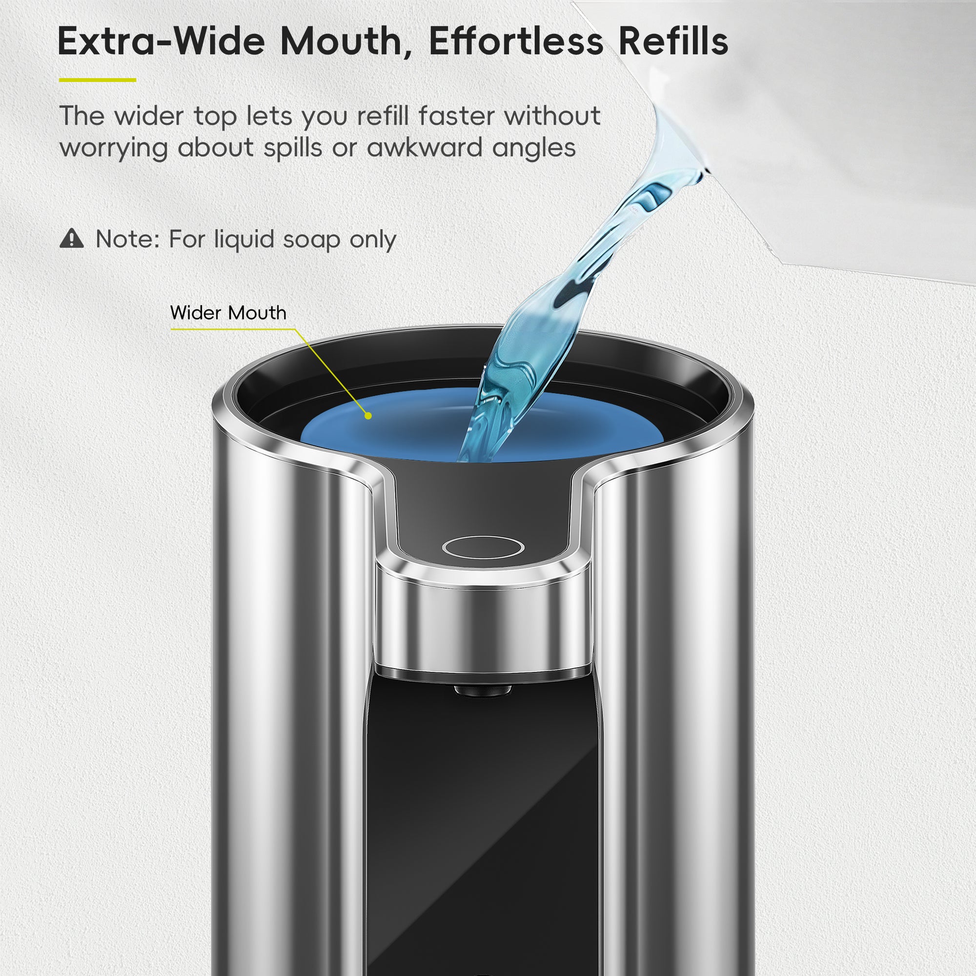 EKO Aroma Pro 13.5 fl oz Touchless Automatic Liquid Soap Dispenser-Chrome Metallic – Extra-Wide Mouth, Effortless Refills