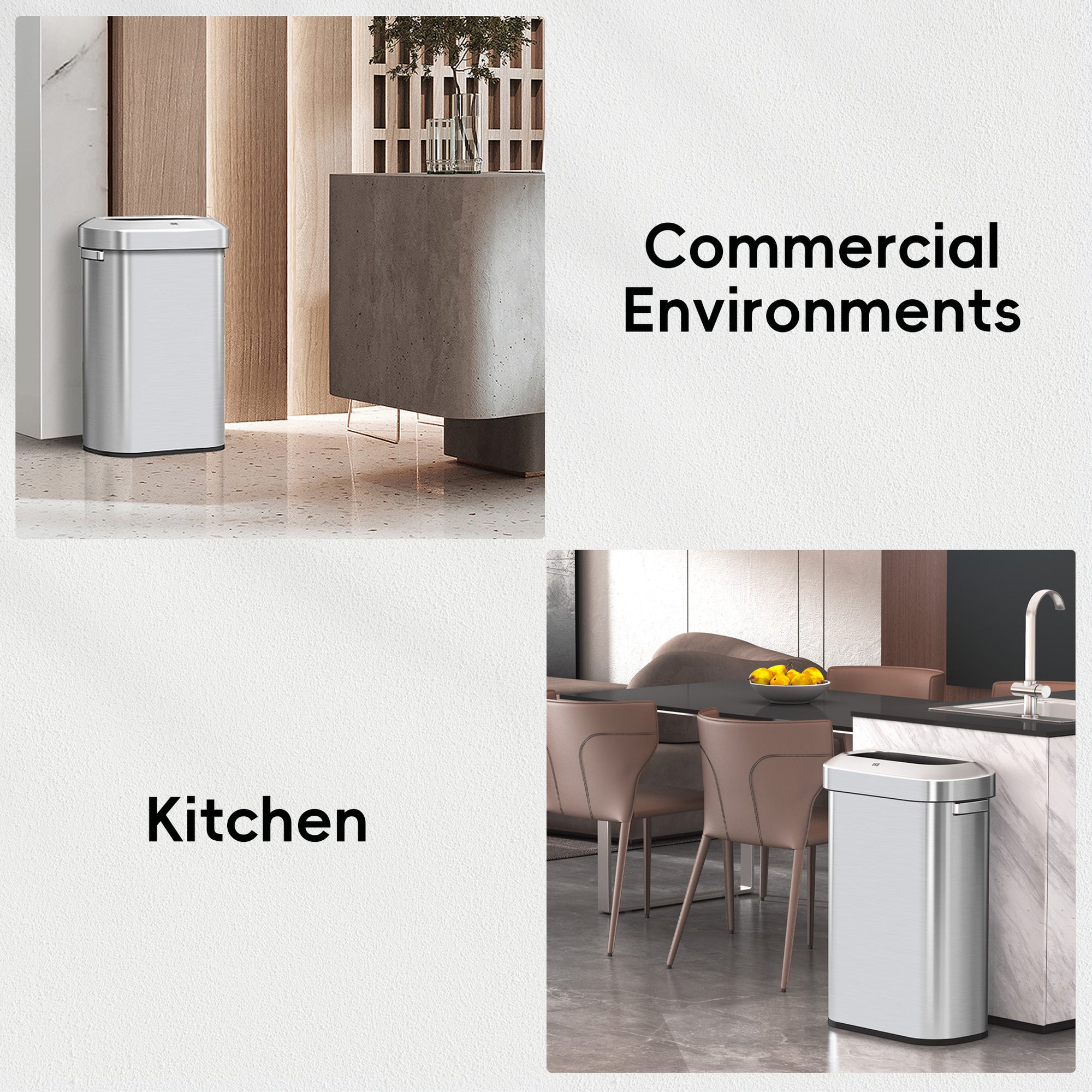 EKO Urban Slim Open Top Trash Can Commercial Grade - 90L / 23.7 Gal  – Commercial Environments - Kitchen