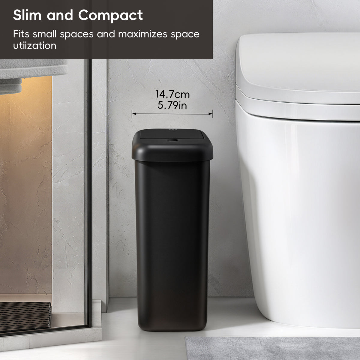 Morandi Slim Bathroom Trash Can 10 L / 2.6 Gal