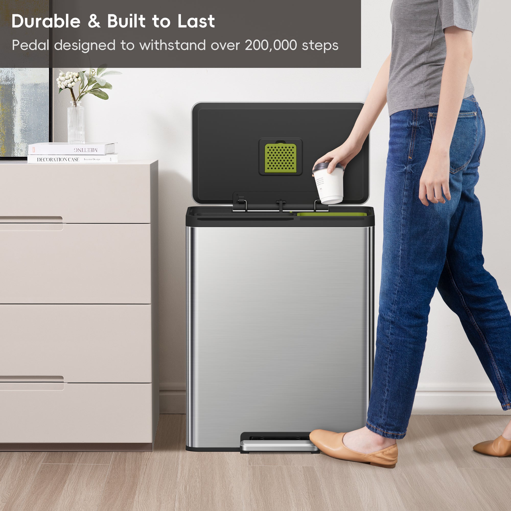 EKO EcoCasa II Step Recycling Can - Dual Compartment 36L+24L – Durable & Built to Last