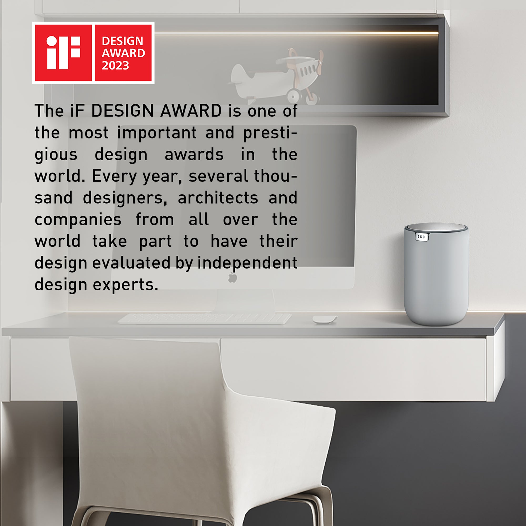 EKO Fandy Table Bin with Swing-Top Lid - Gray 1.5L / 0.4 Gal – Design Award 2023