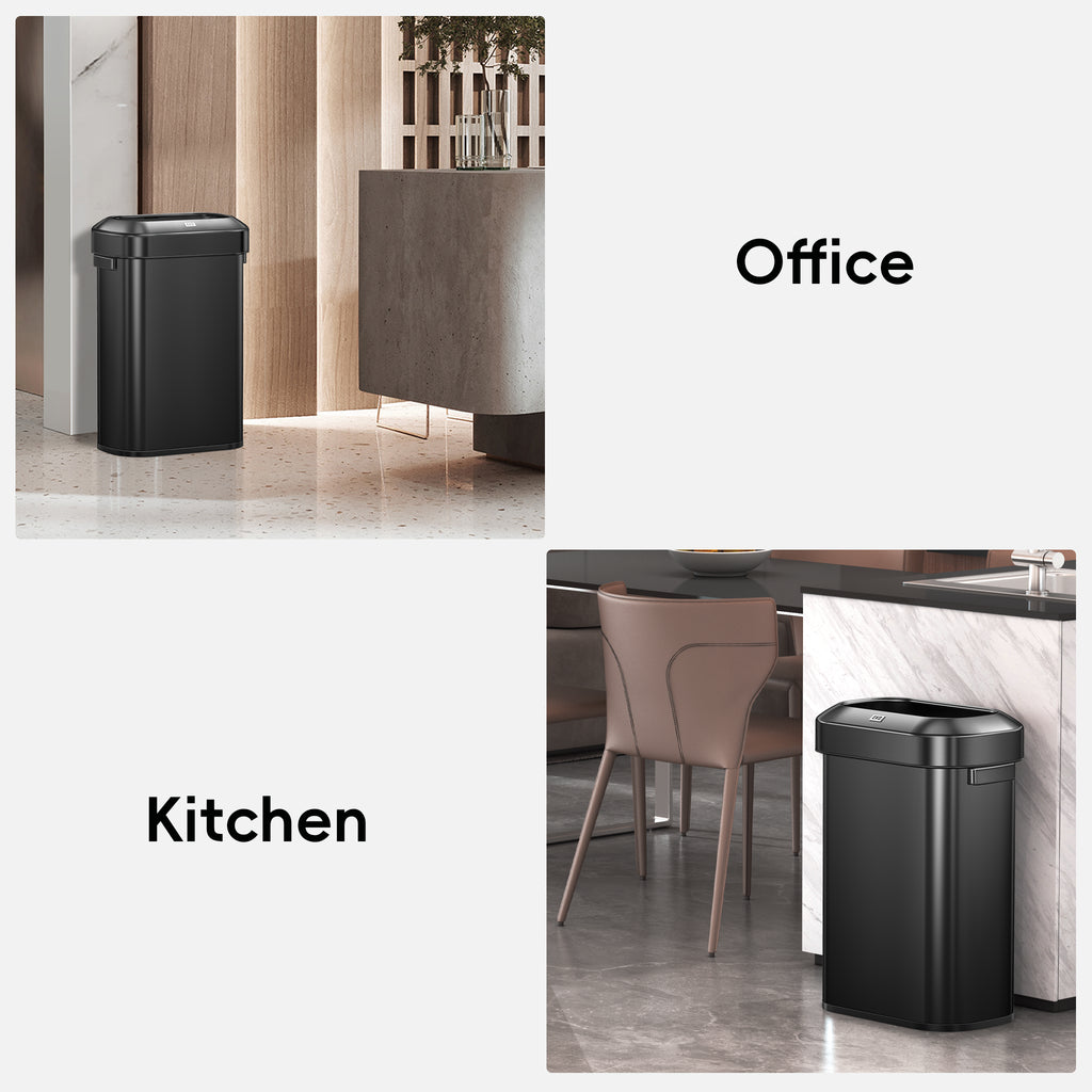 Urban Slim Open Top Commercial Trash Can, Stainless Steel