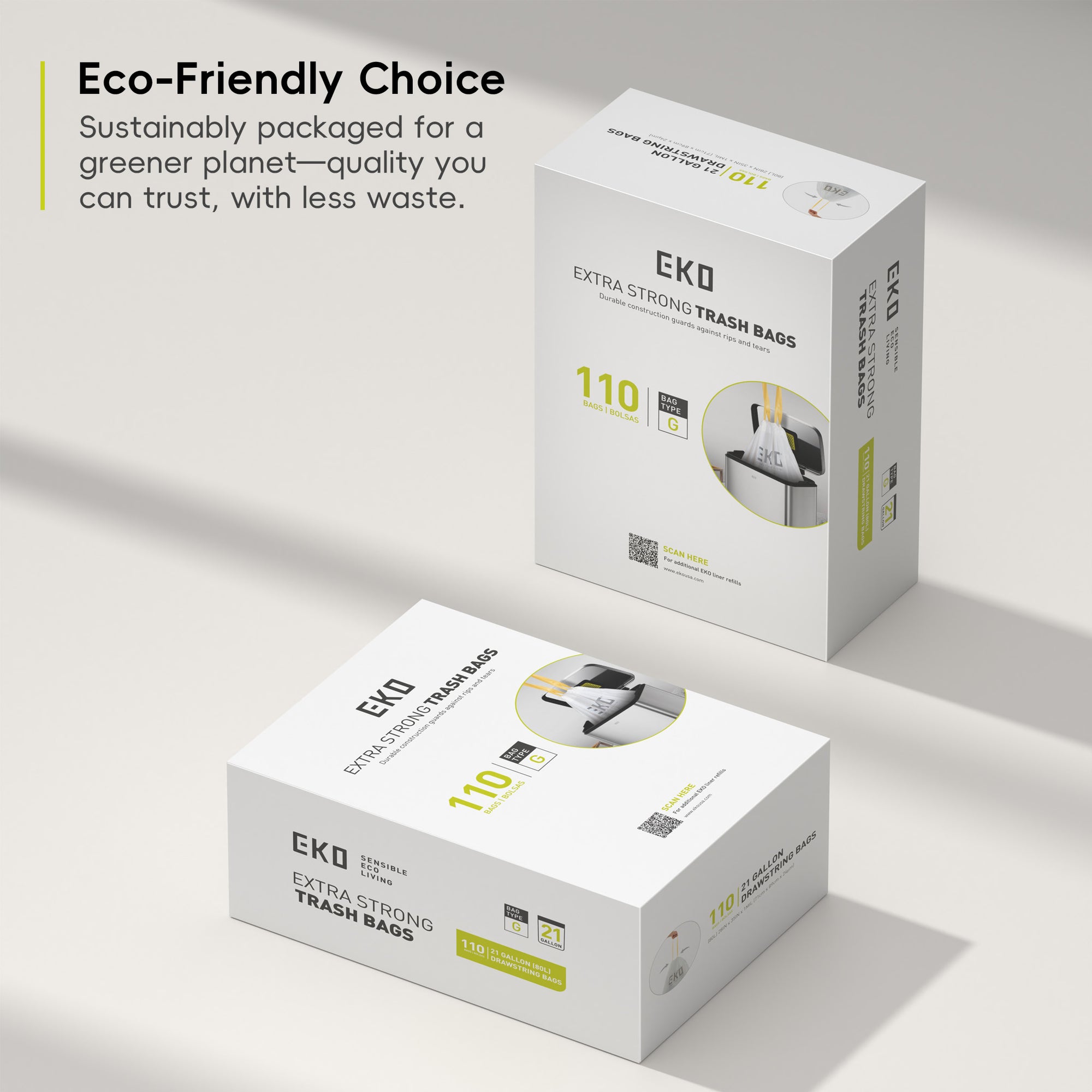 Code G - 21 Gallon  Easy-Dispense Roll Trash Bag - 110 Count (80L)