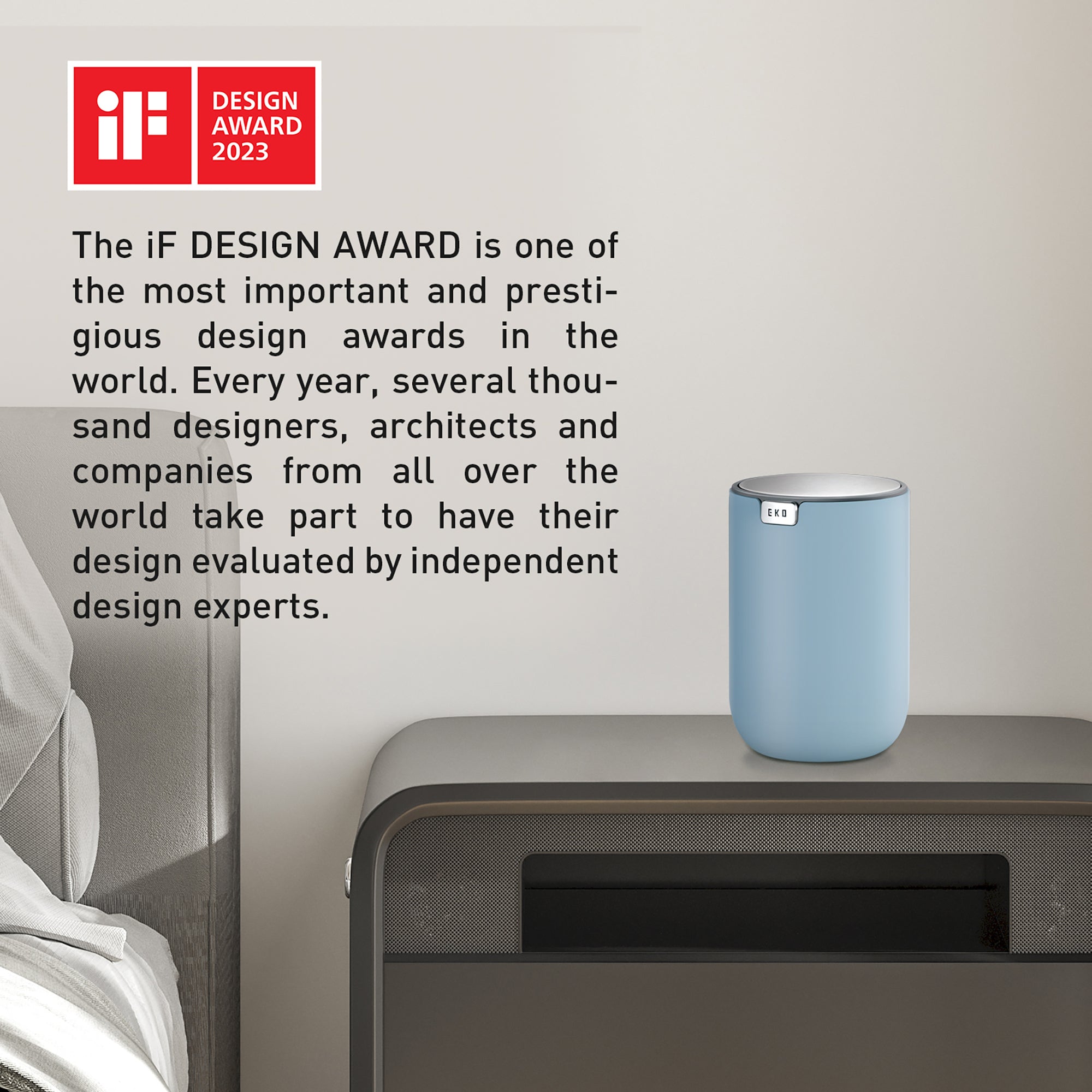 EKO Fandy Table Bin with Swing-Top Lid - Blue 1.5L / 0.4 Gal – Design Award 2023